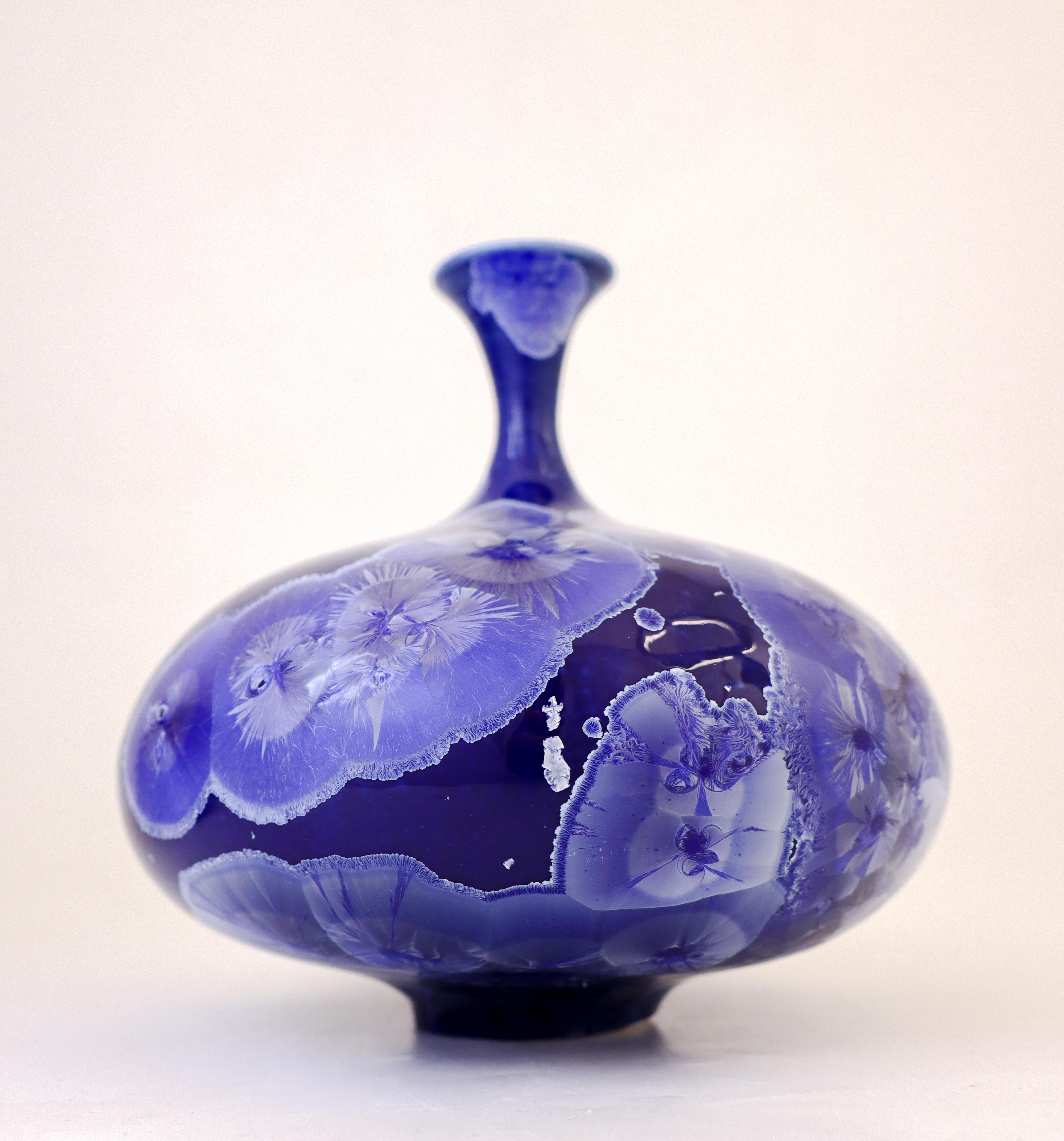 Isak Isaksson - Stunning Blue Ceramic Vase Crystalline Glaze Contemporary Artist In Excellent Condition In Stockholm, SE