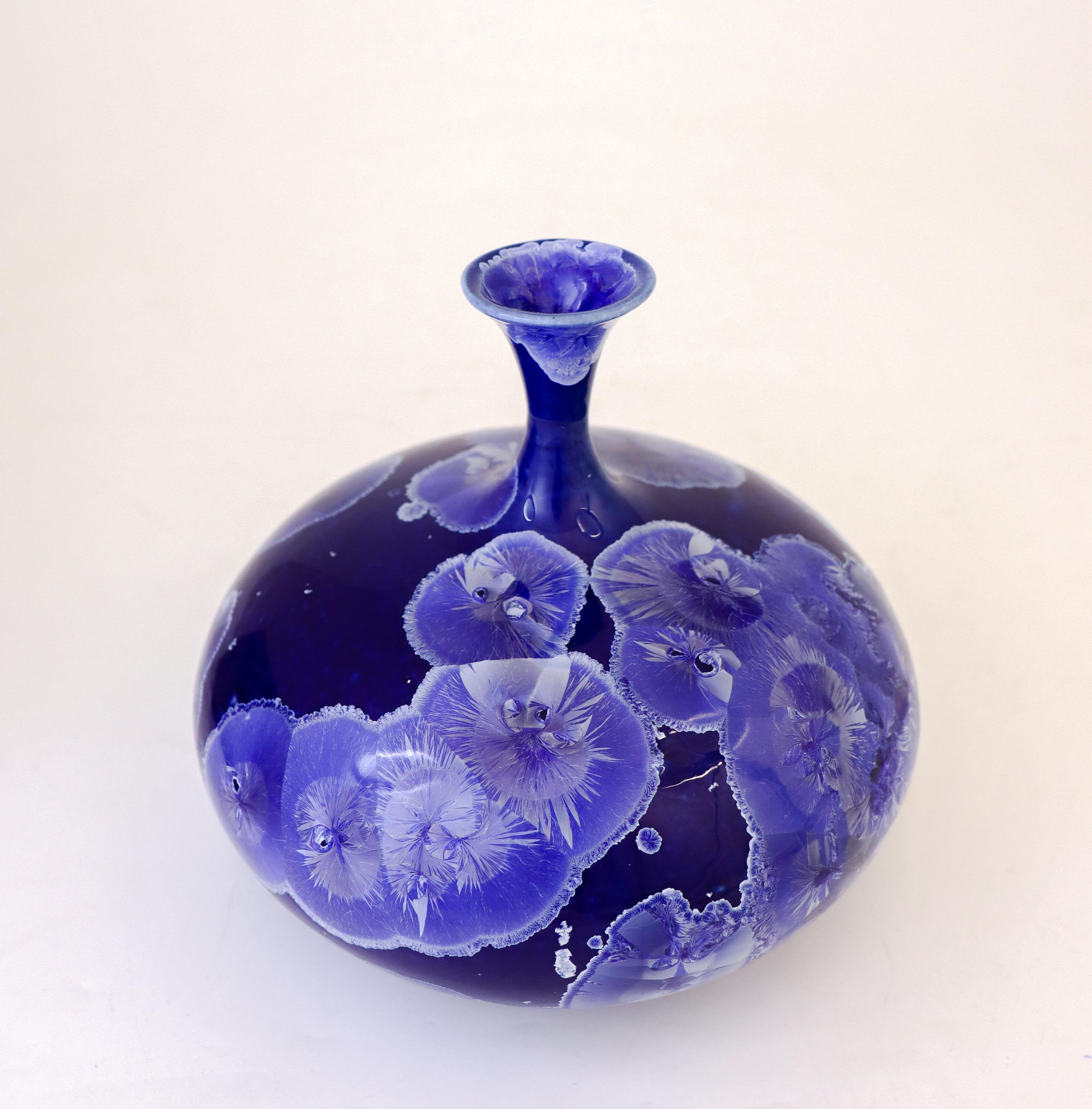 Isak Isaksson - Stunning Blue Ceramic Vase Crystalline Glaze Contemporary Artist 1