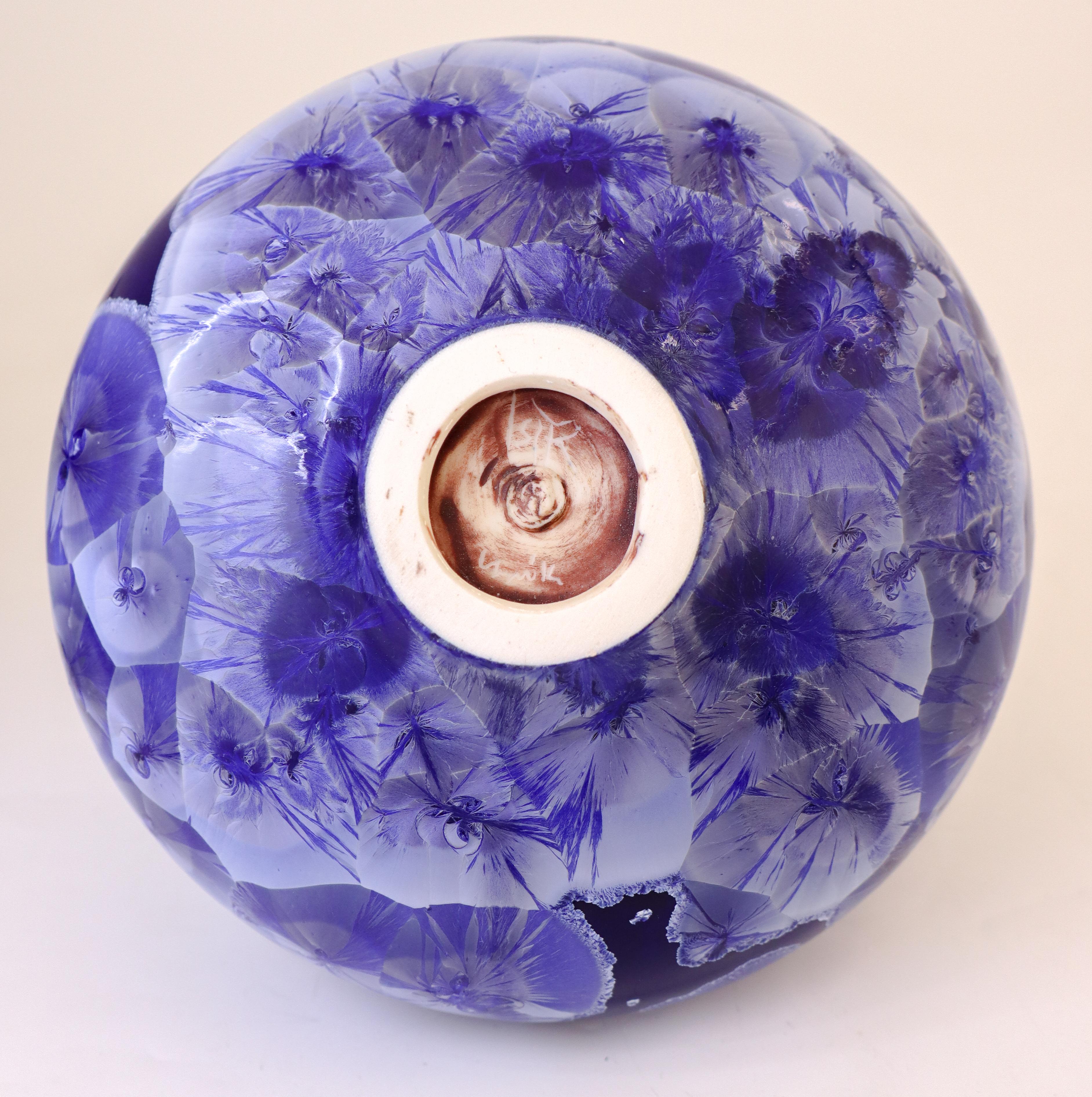 Isak Isaksson - Stunning Blue Ceramic Vase Crystalline Glaze Contemporary Artist 2