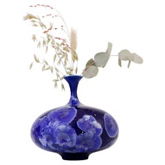 Isak Isaksson - Stunning Blue Ceramic Vase Crystalline Glaze Contemporary Artist