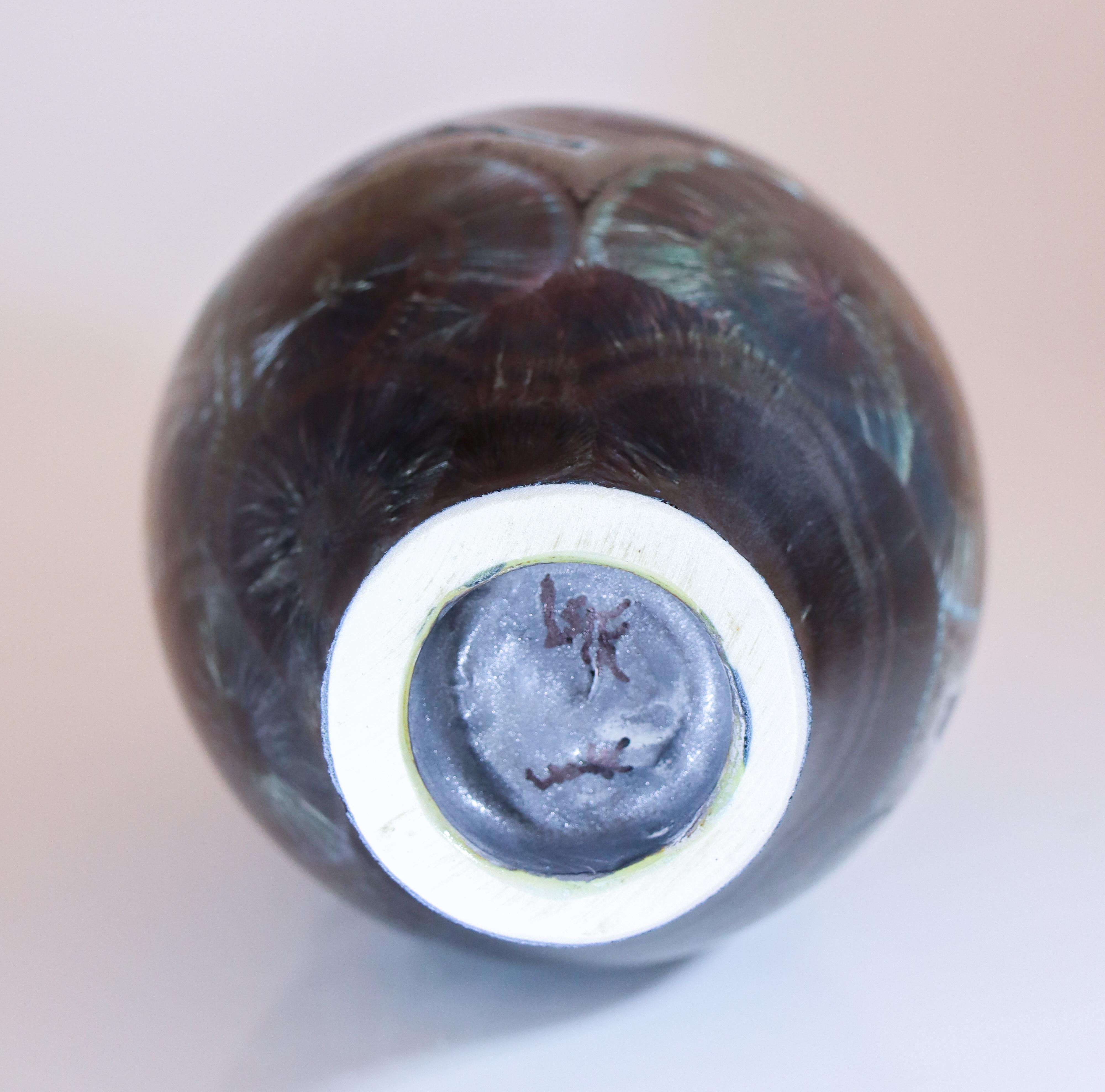 Isak Isaksson Stunning Green Ceramic Vase Crystalline Glaze Contemporary Artist For Sale 6