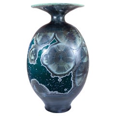 Isak Isaksson Stunning Green Ceramic Vase Crystalline Glaze Contemporary Artist