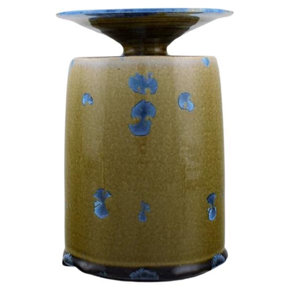 Isak Isaksson, Swedish Ceramicist, Unique Vase in Glazed Ceramics, Late 20th C For Sale