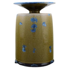 Isak Isaksson, Swedish Ceramicist, Unique Vase in Glazed Ceramics, Late 20th C