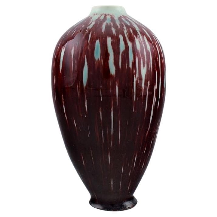 Isak Isaksson, Swedish Ceramicist, Unique Vase in Glazed Ceramics, Late 20th C For Sale