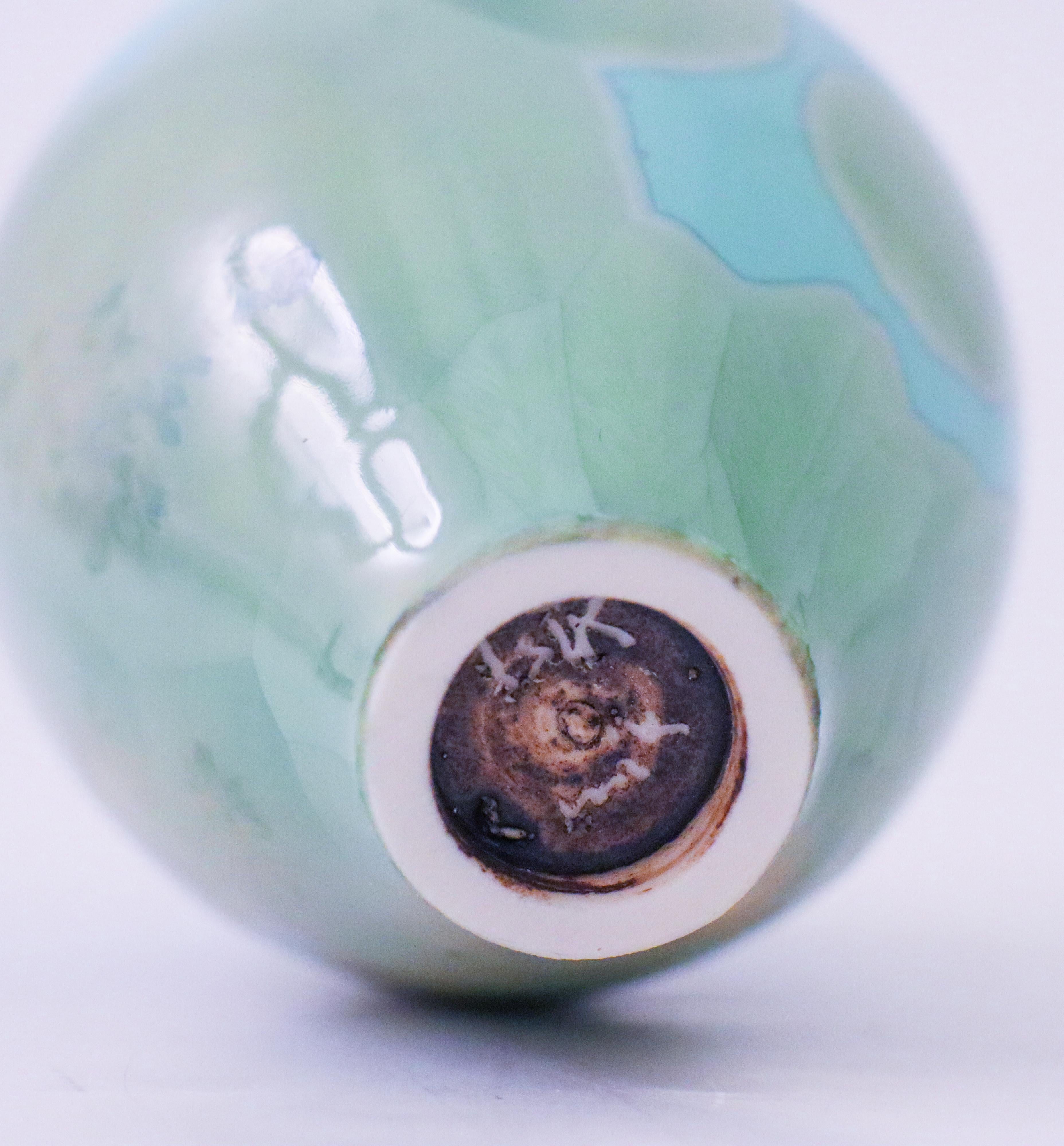 Isak Isaksson Turquoise Ceramic Vase Crystalline Glaze - Contemporary Artist For Sale 3