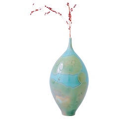 Isak Isaksson Turquoise Ceramic Vase Crystalline Glaze - Contemporary Artist