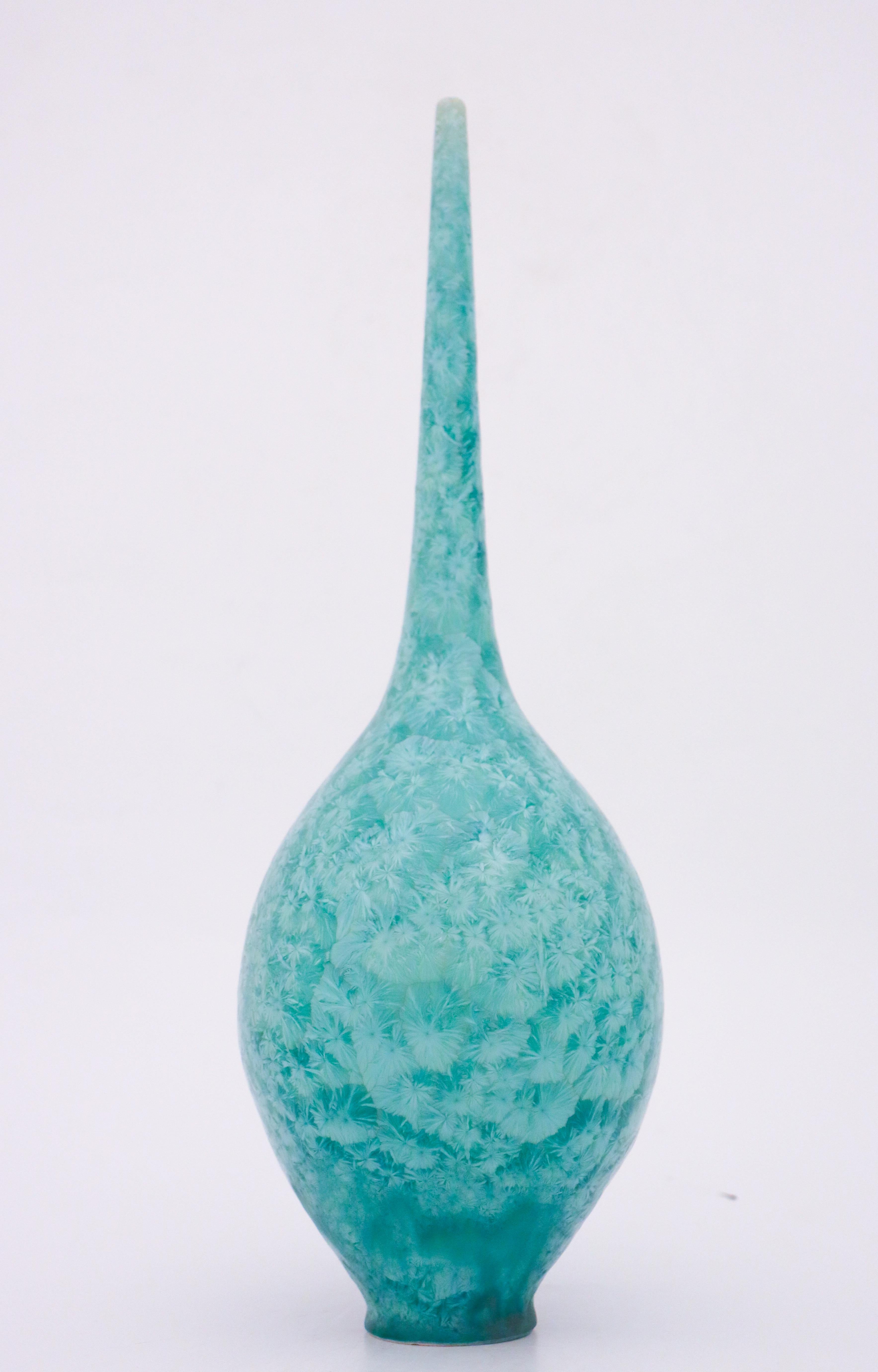 Scandinavian Modern Isak Isaksson, Turquoise Crystalline Glaze, Contemporary Swedish Ceramicist