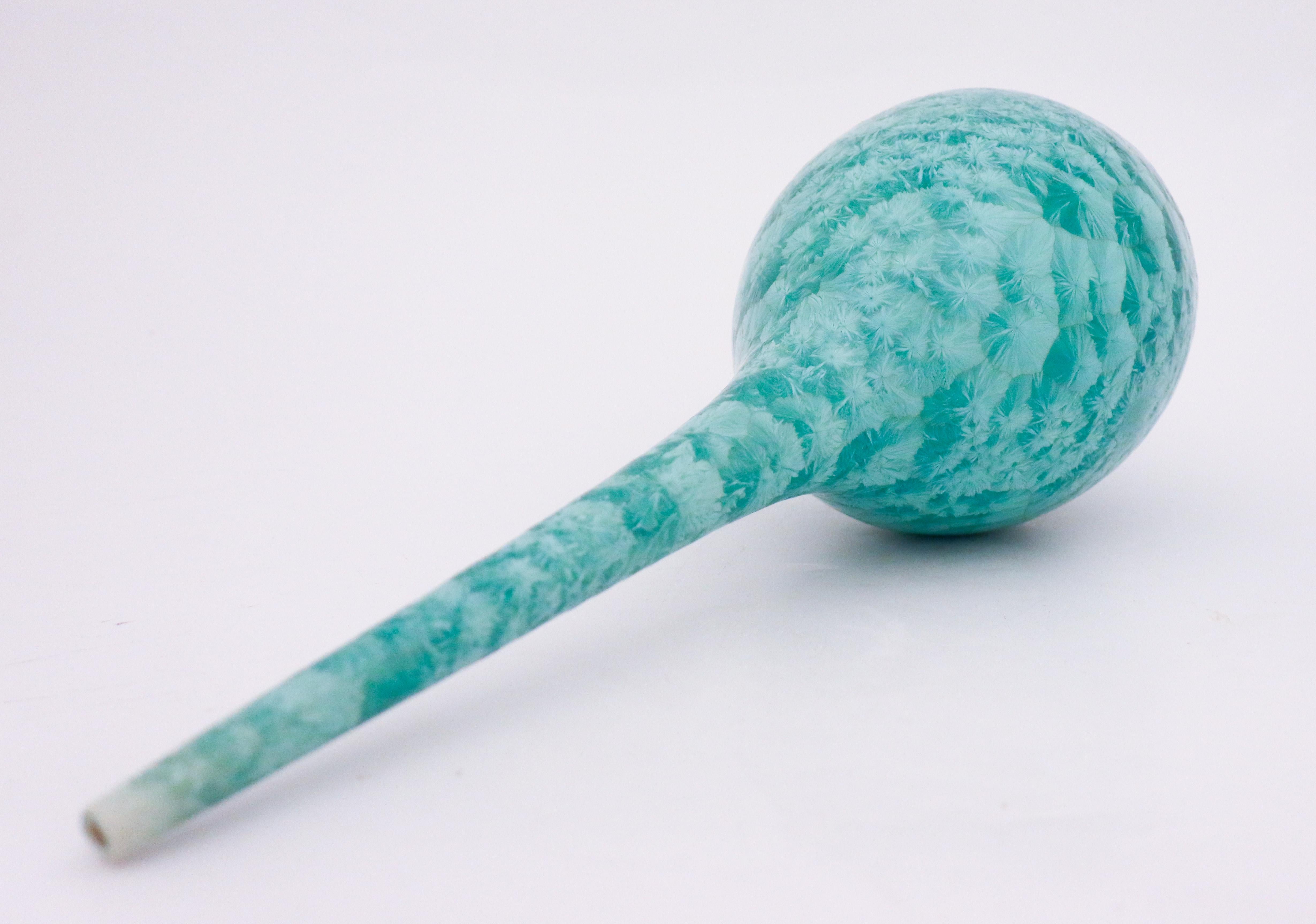 Glazed Isak Isaksson, Turquoise Crystalline Glaze, Contemporary Swedish Ceramicist