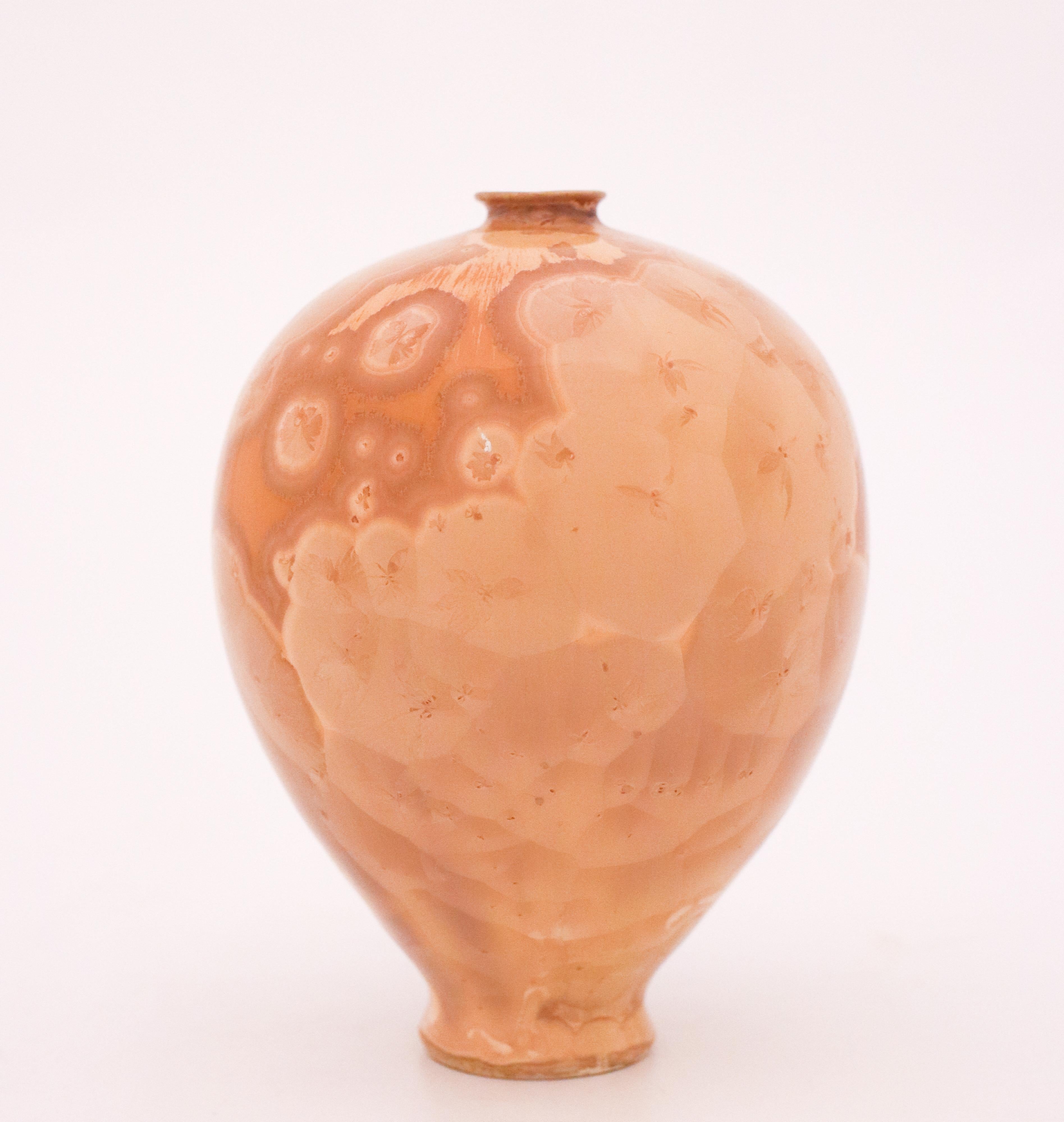 Isak Isaksson Vase, Beige Crystalline Glaze, Contemporary Swedish Ceramicist In New Condition In Stockholm, SE