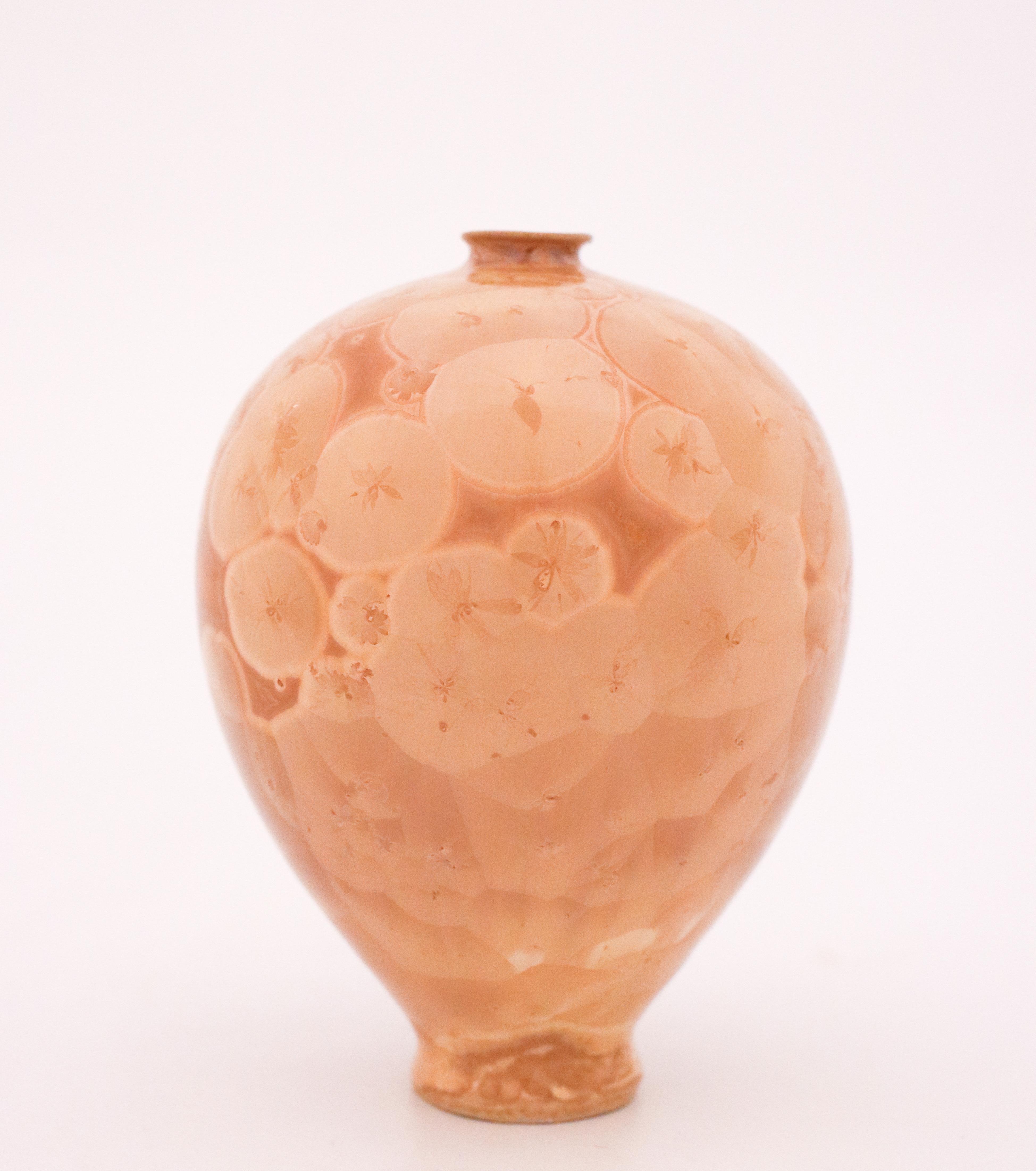 Isak Isaksson Vase, Beige Crystalline Glaze, Contemporary Swedish Ceramicist 1