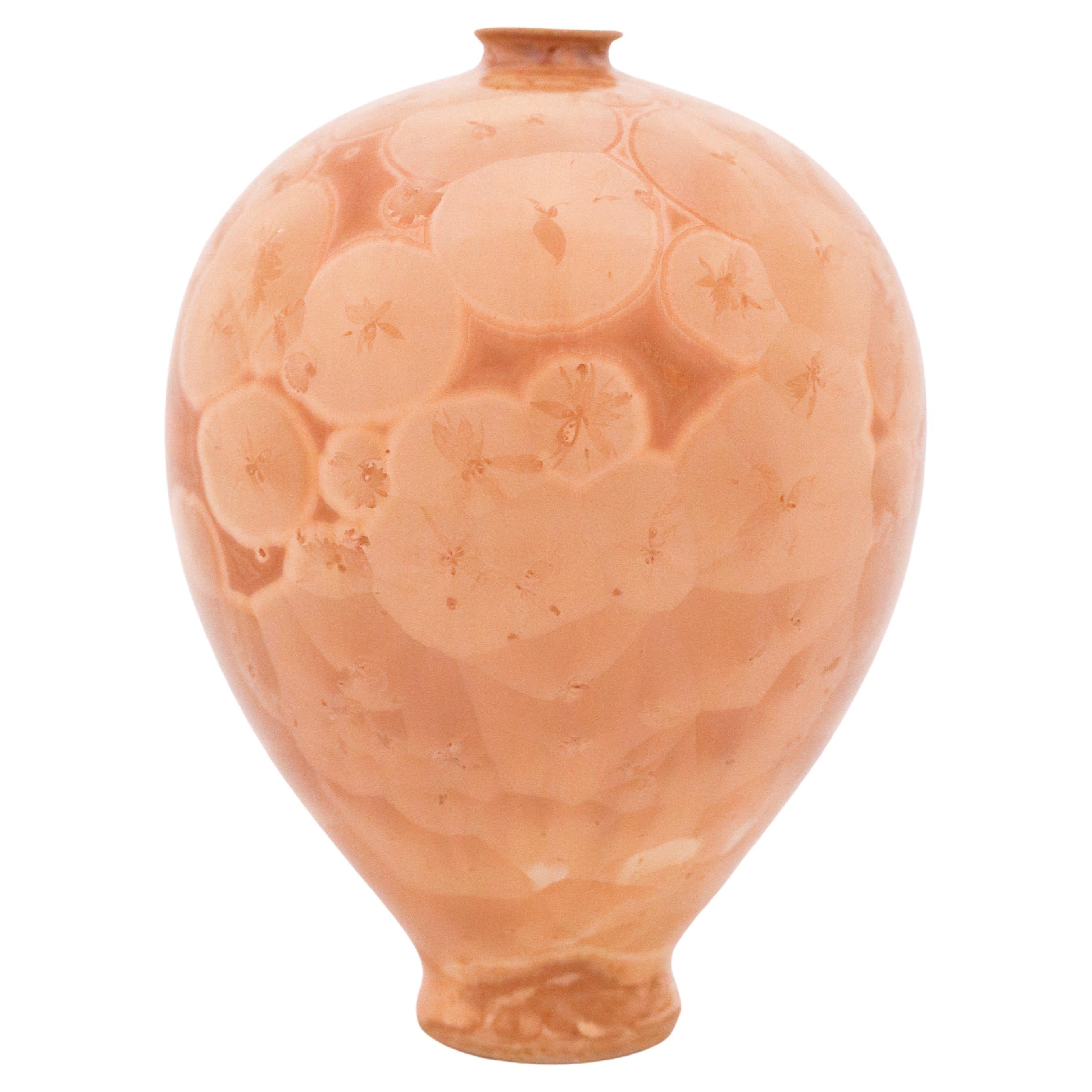 Isak Isaksson Vase, Beige Crystalline Glaze, Contemporary Swedish Ceramicist