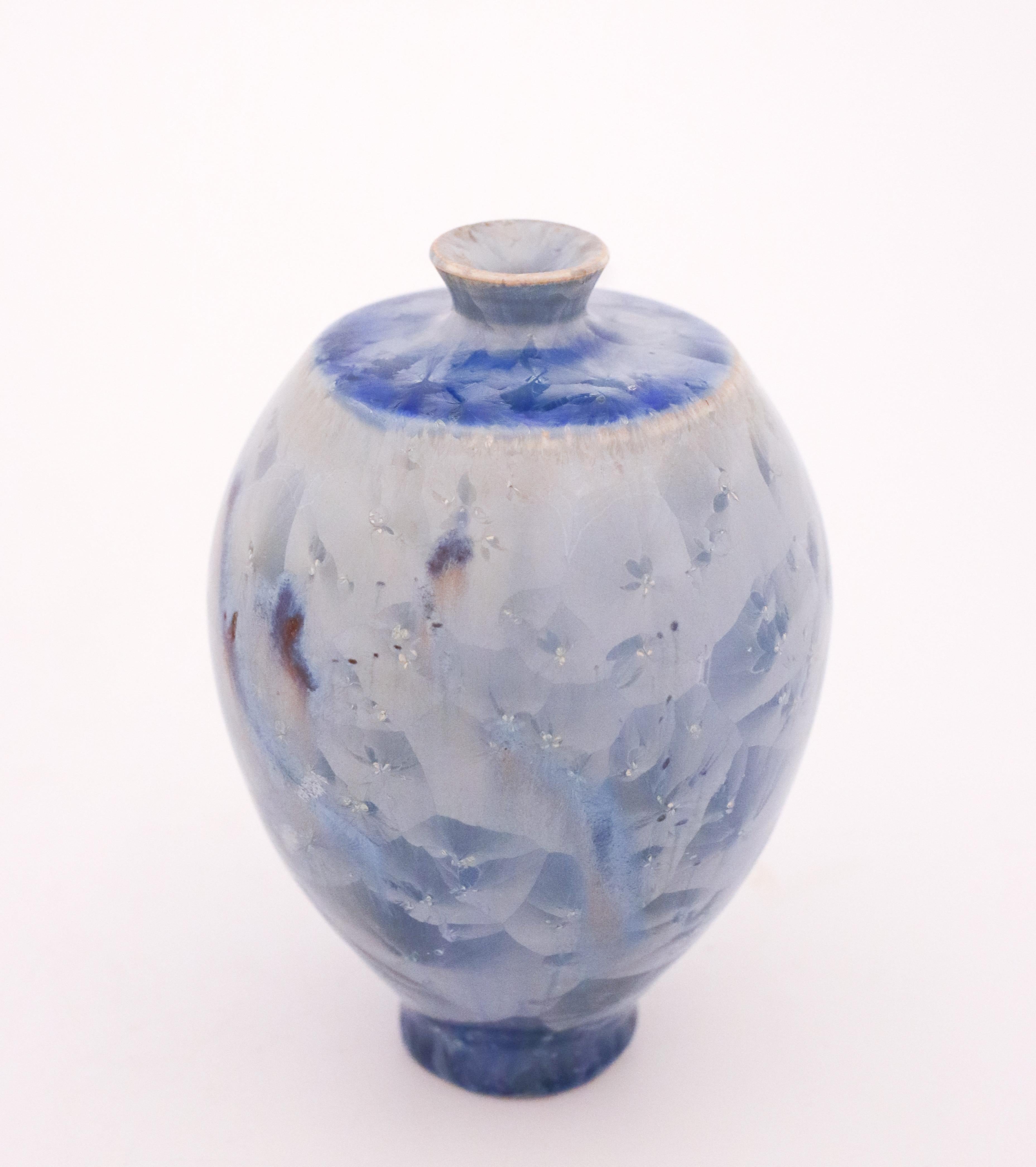 Isak Isaksson Vase, Blue Crystalline Glaze, Contemporary Swedish Ceramicist In Good Condition In Stockholm, SE