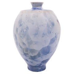 Isak Isaksson Vase, Blue Crystalline Glaze, Contemporary Swedish Ceramicist