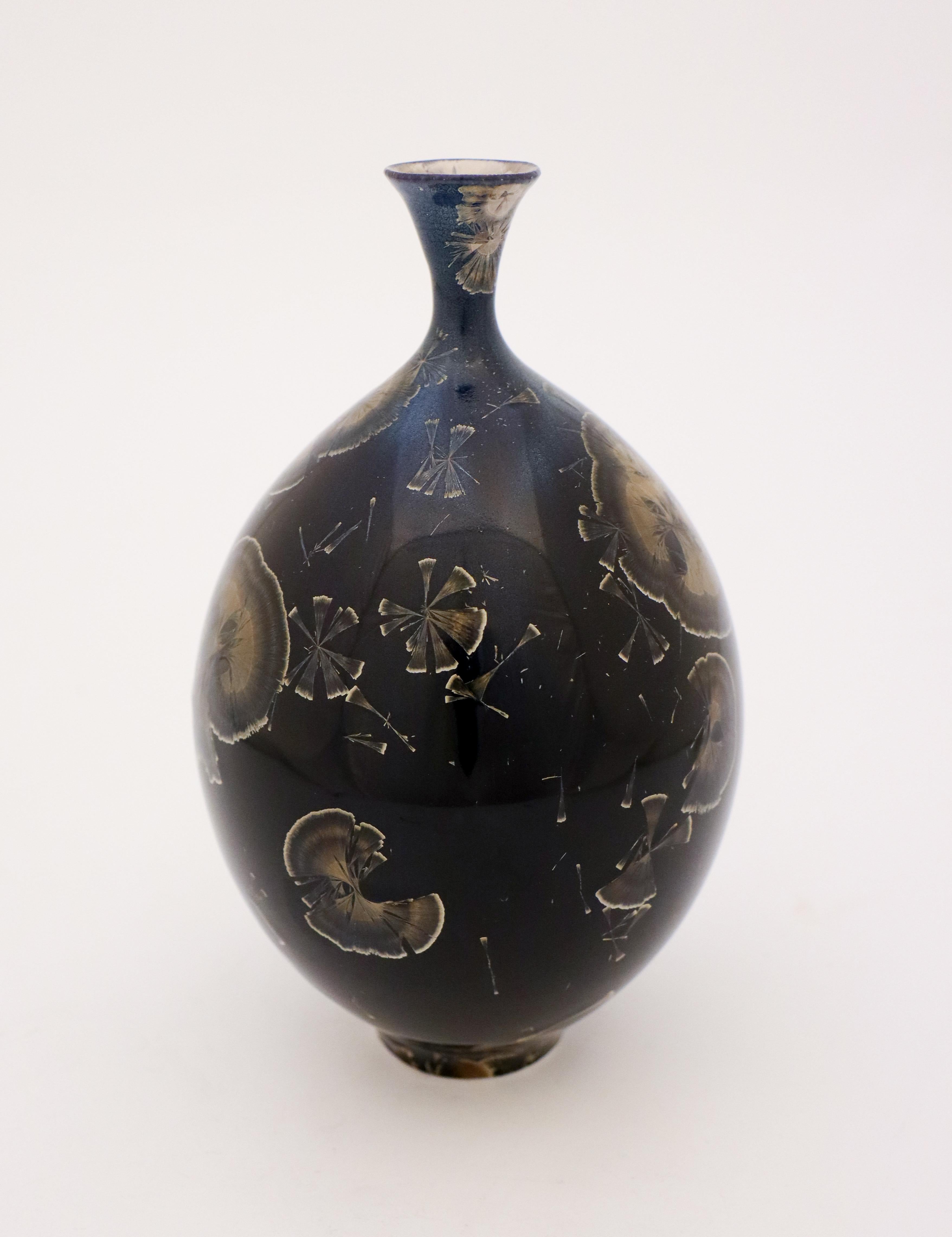 Scandinavian Modern Isak Isaksson, Vase with Crystalline Glaze, Contemporary Swedish Ceramicist