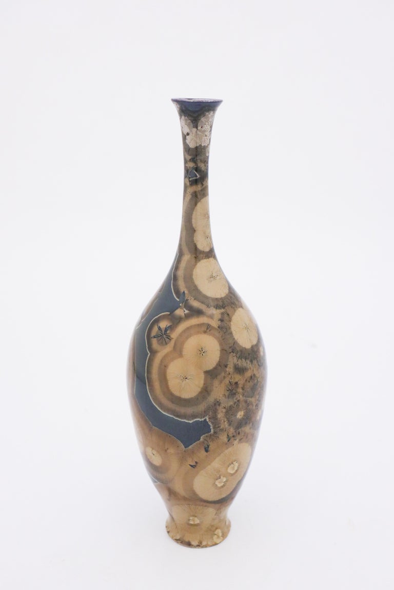 Scandinavian Modern Isak Isaksson, Vase with Crystalline Glaze, Contemporary Swedish Ceramicist For Sale
