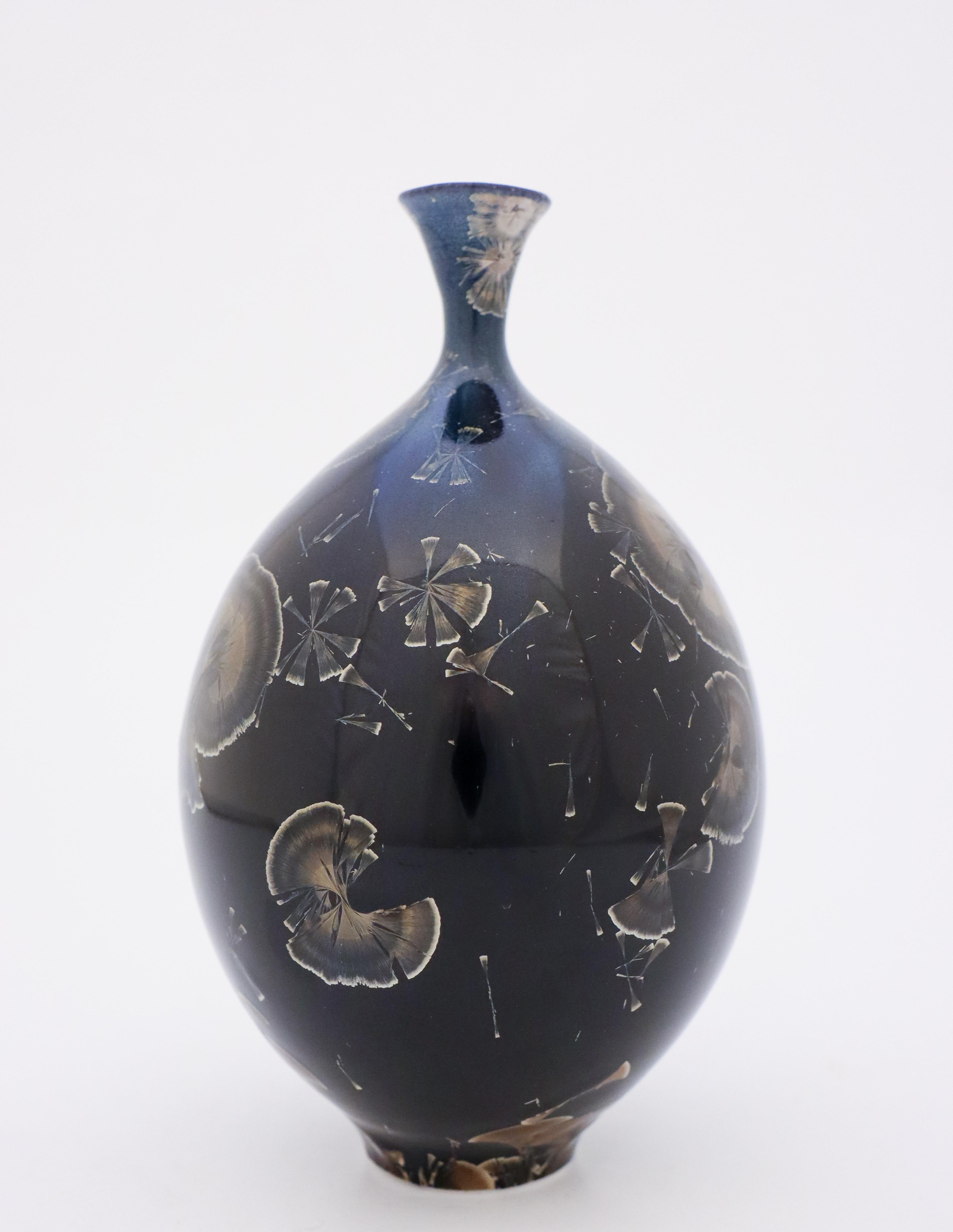 Glazed Isak Isaksson, Vase with Crystalline Glaze, Contemporary Swedish Ceramicist