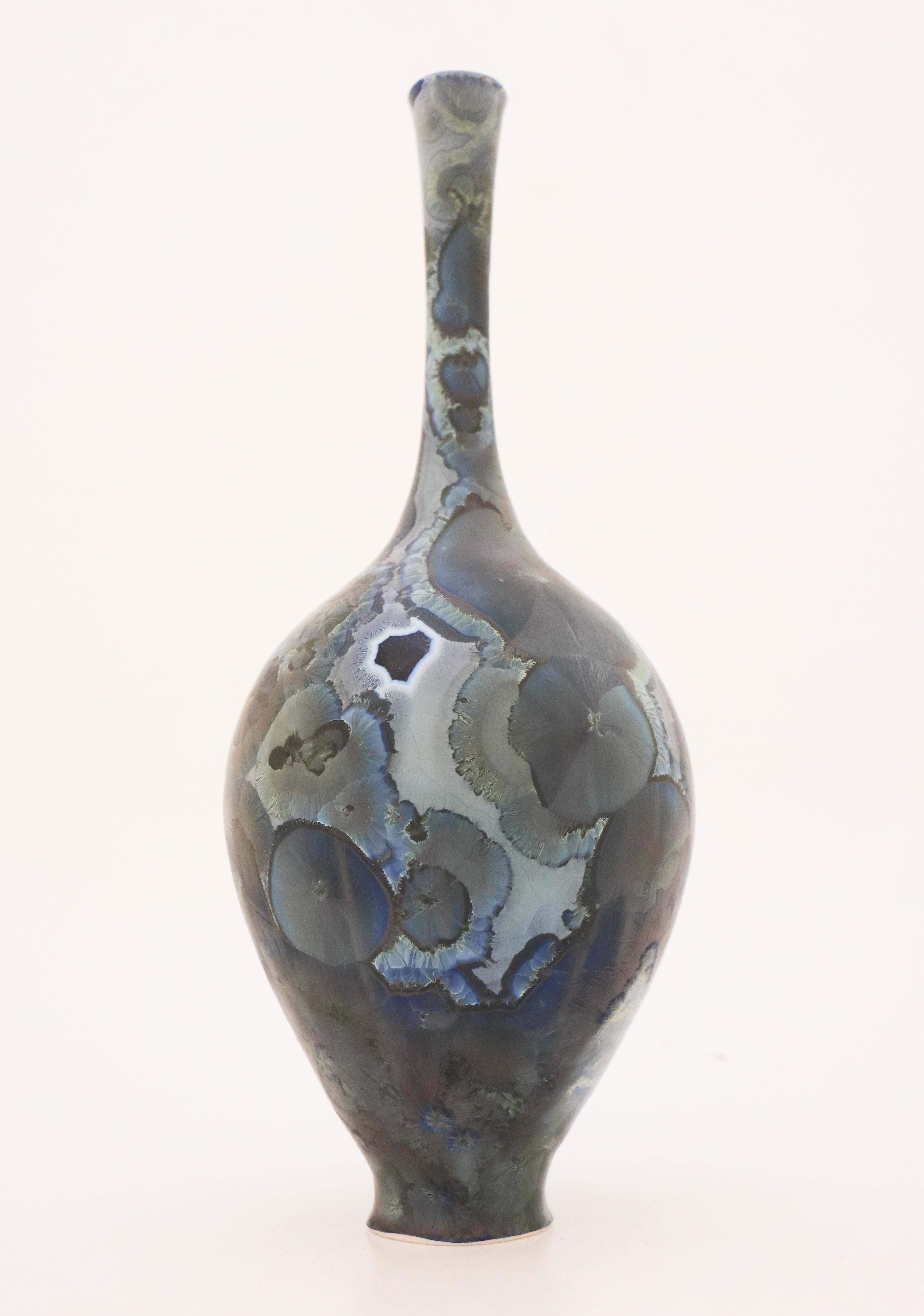 Glazed Isak Isaksson, Vase with Crystalline Glaze, Contemporary Swedish Ceramicist