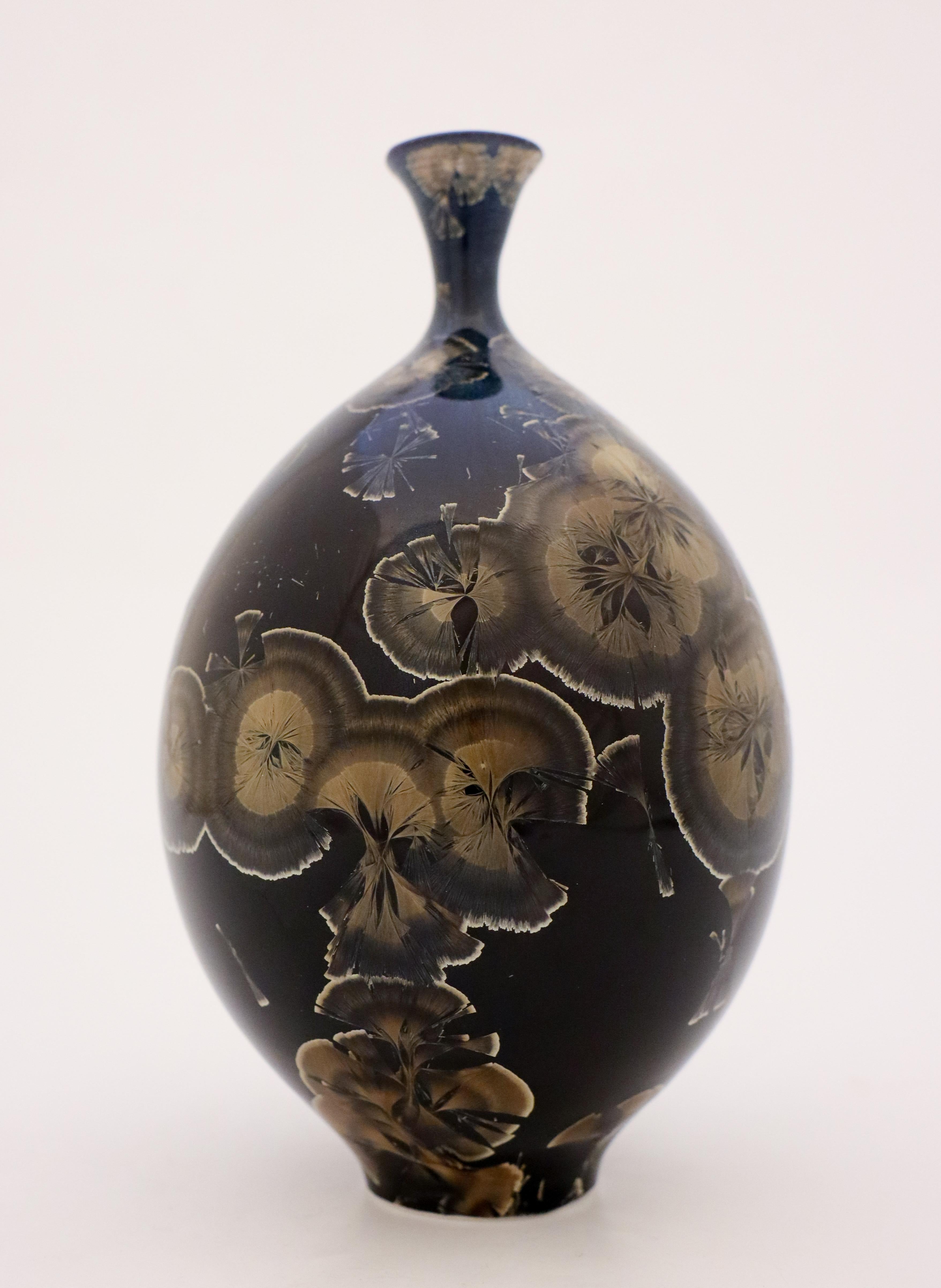 Porcelain Isak Isaksson, Vase with Crystalline Glaze, Contemporary Swedish Ceramicist