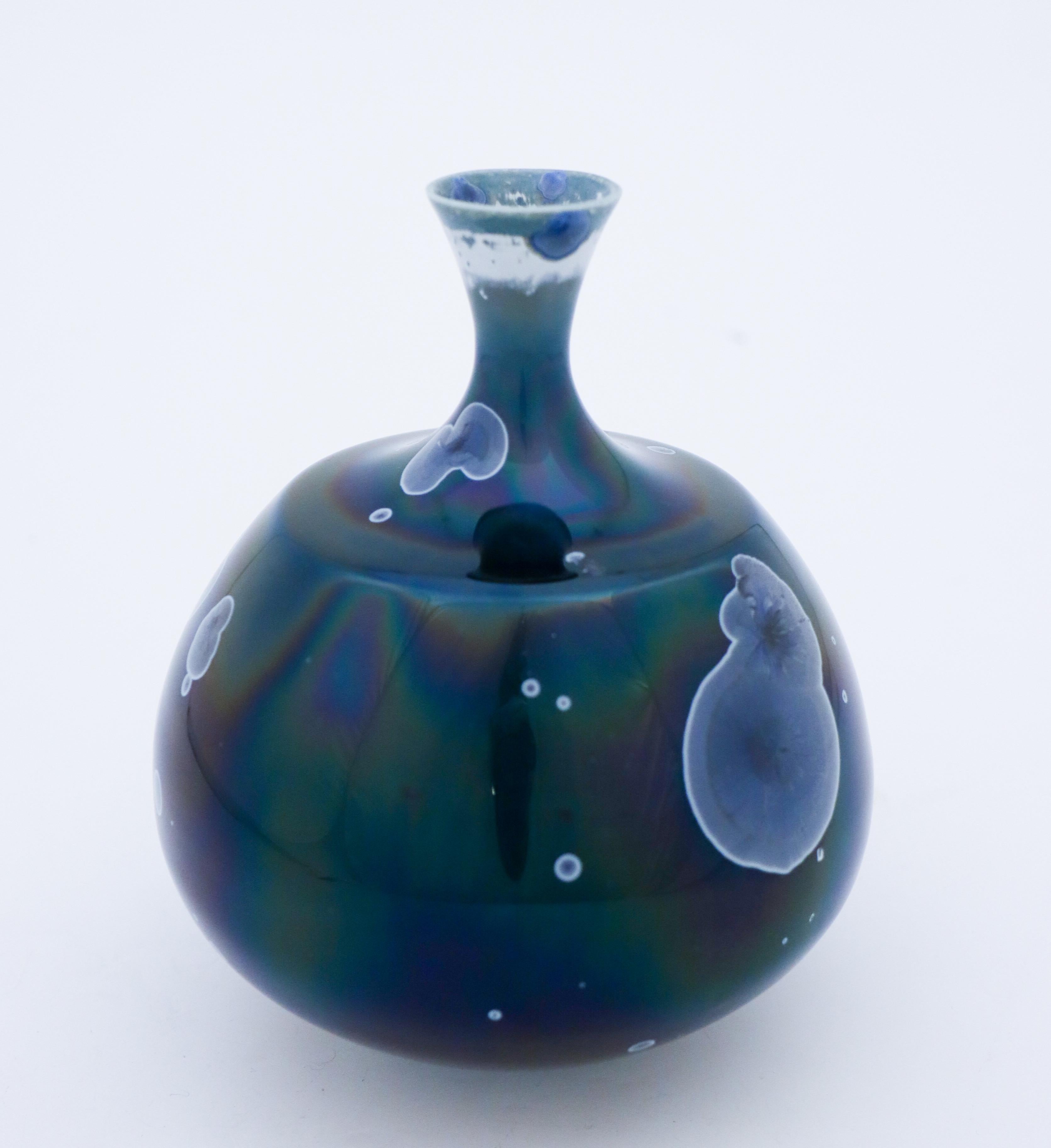 Scandinavian Modern Isak Isaksson, Vase with Crystalline Glaze, Contemporary Swedish Ceramicist For Sale