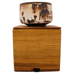 Isak Isaksson White & Brown Chawan Tea Bowl in Box, Contemporary Ceramicist