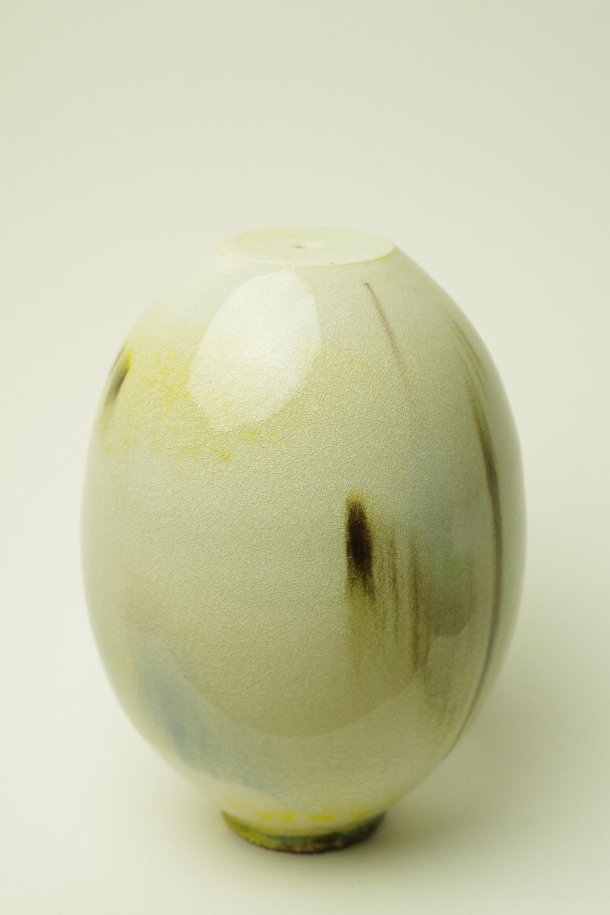 Contemporary Isak Isaksson - White / Yellow Vase For Sale