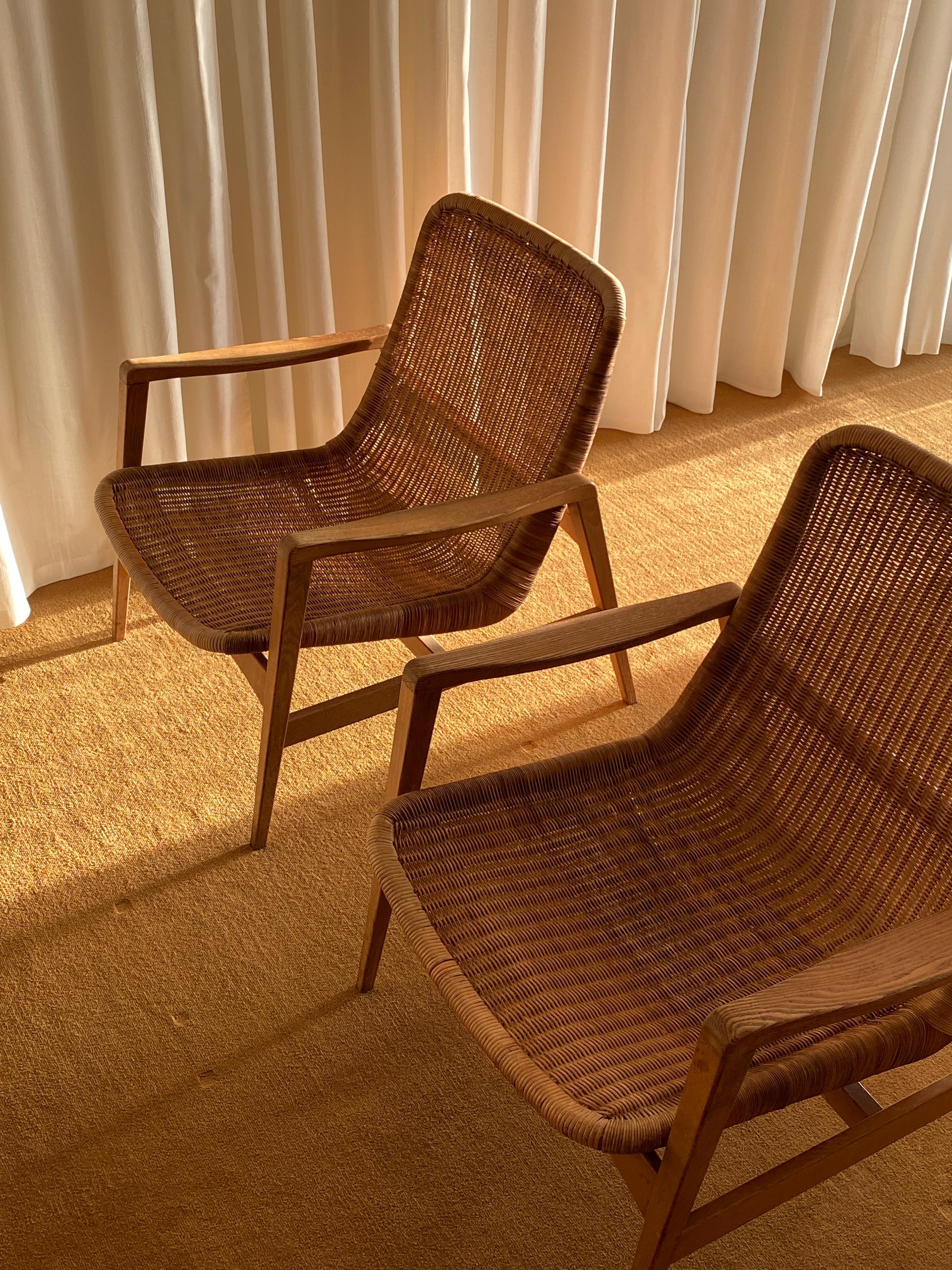 Isamu Kenmochi 'Attribution', Lounge Chairs, Wood, Rattan, Yamakawa Rattan 1960s 5