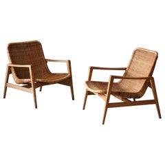 Isamu Kenmochi 'Attribution':: Chaises longues:: bois:: rotin:: Yamakawa Rattan 1960s