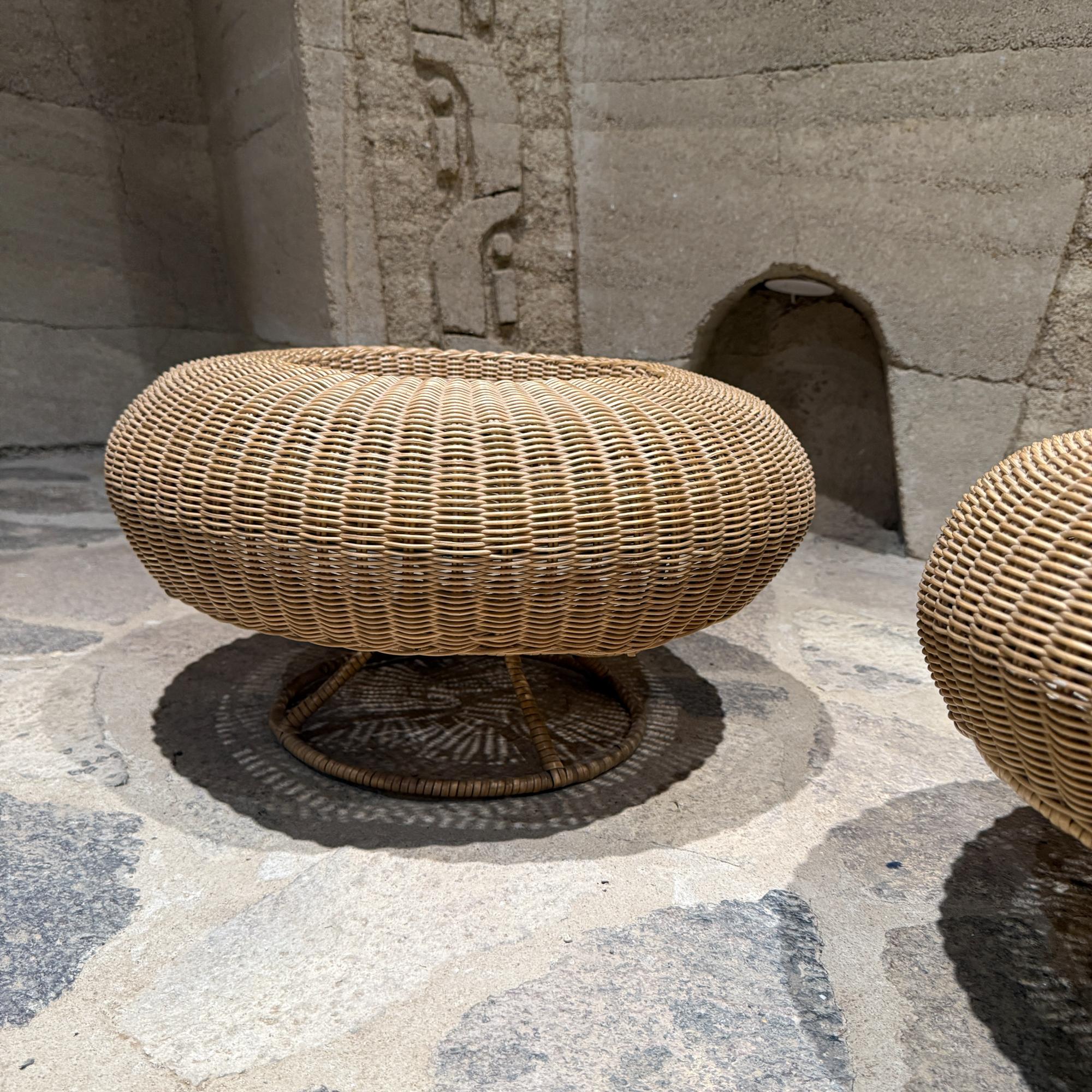 Isamu Kenmochi for Yamakawa Rattan Pair Ottomans Mid Century Japan For Sale 4