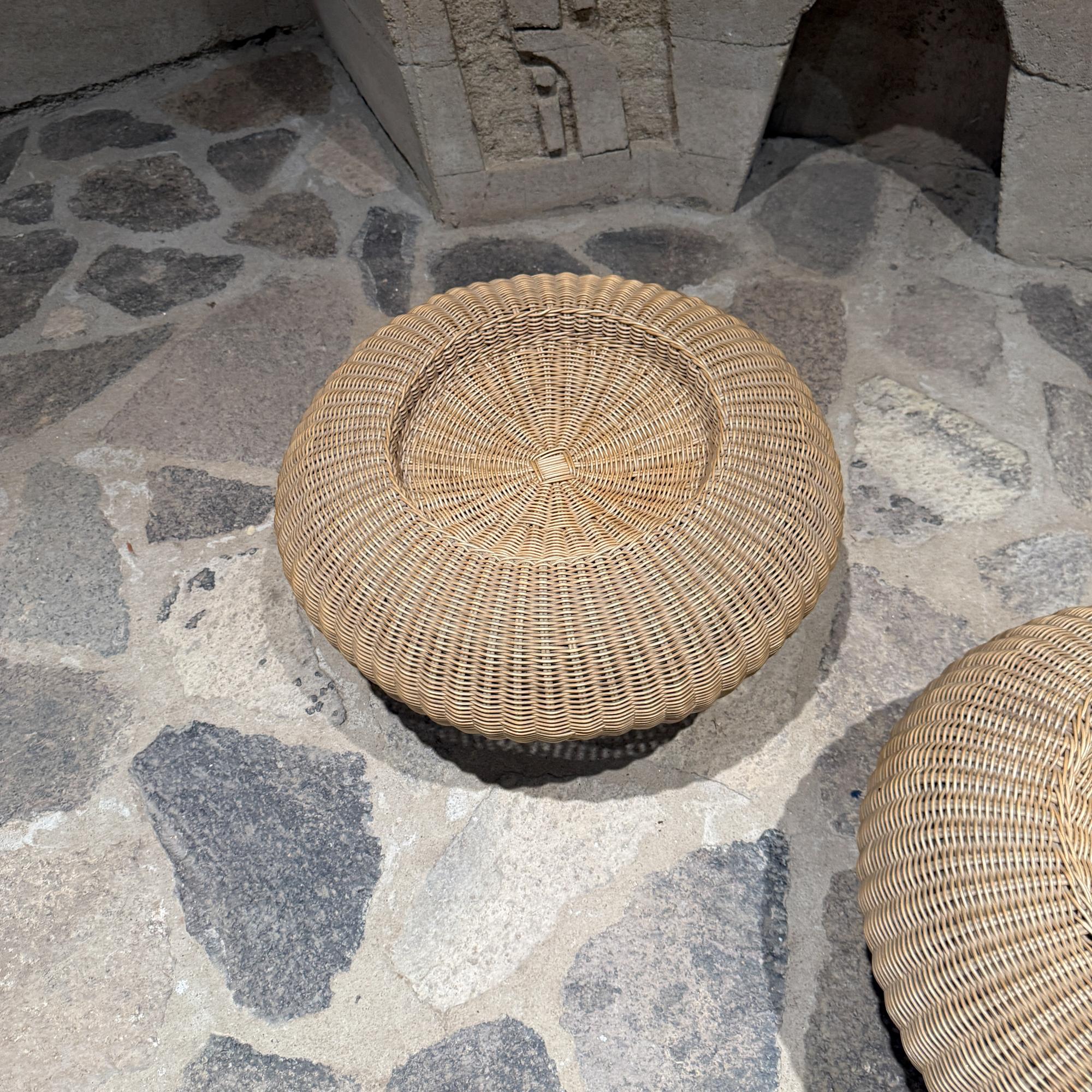 Isamu Kenmochi for Yamakawa Rattan Pair Ottomans Mid Century Japan For Sale 5