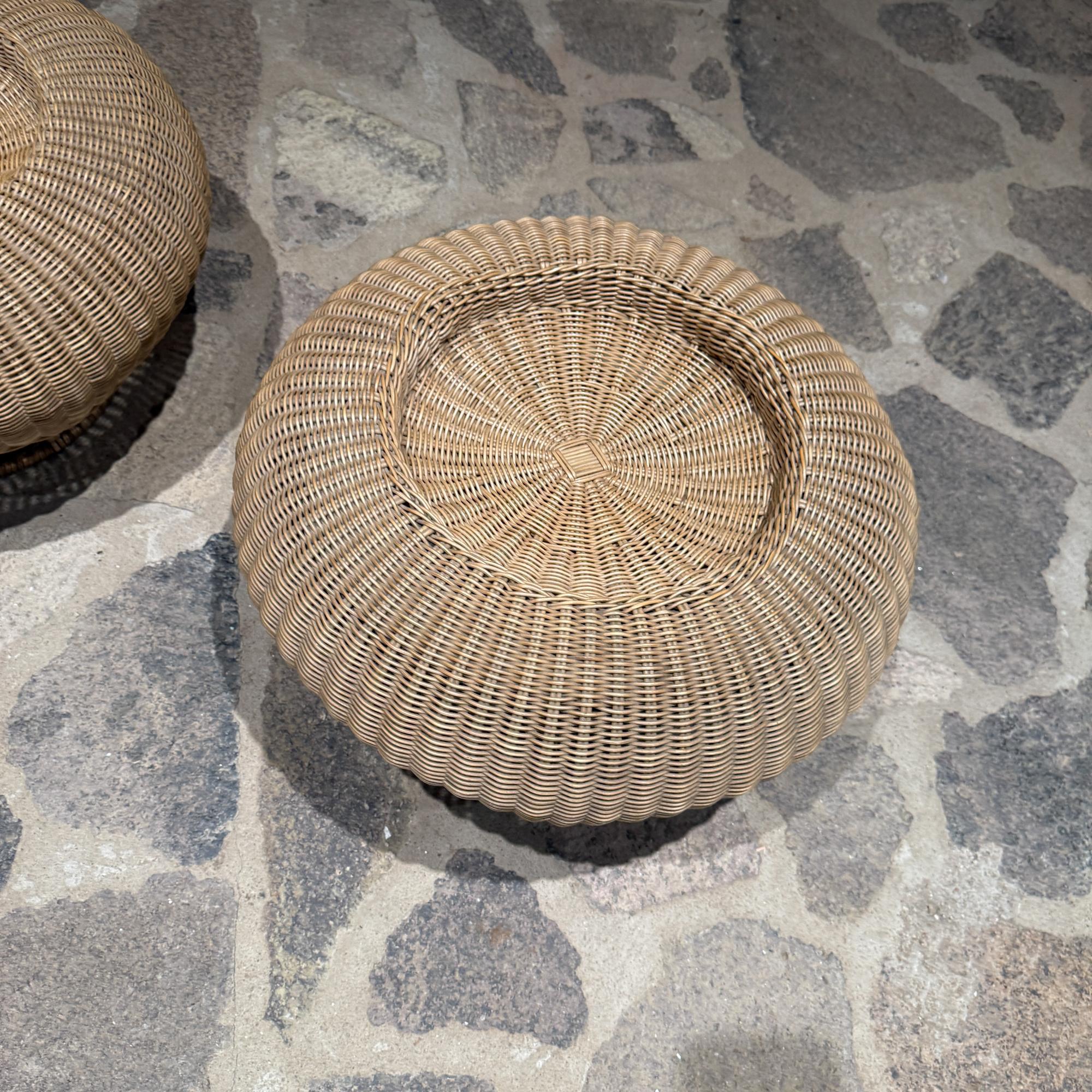Isamu Kenmochi for Yamakawa Rattan Pair Ottomans Mid Century Japan For Sale 6