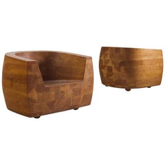 Isamu Kenmochi Pair of 'Kashiwado' Chairs for Tendo Mokko, Japan