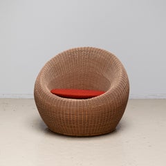 Isamu Kenmochi Rattan Lounge Chairs and Coffee Table, 1960s