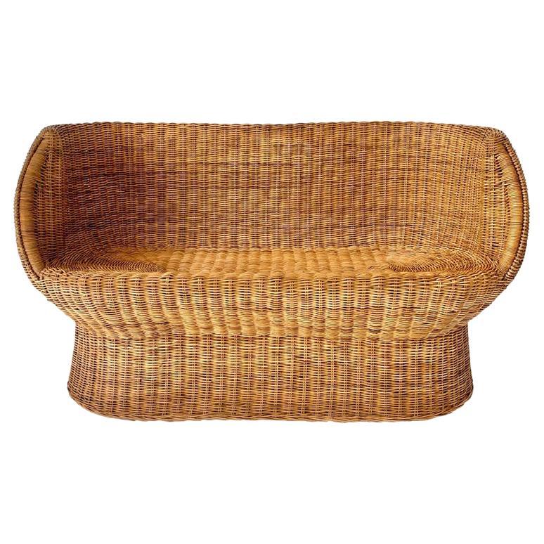 Isamu Kenmochi Sculptural Wicker Settee For Sale