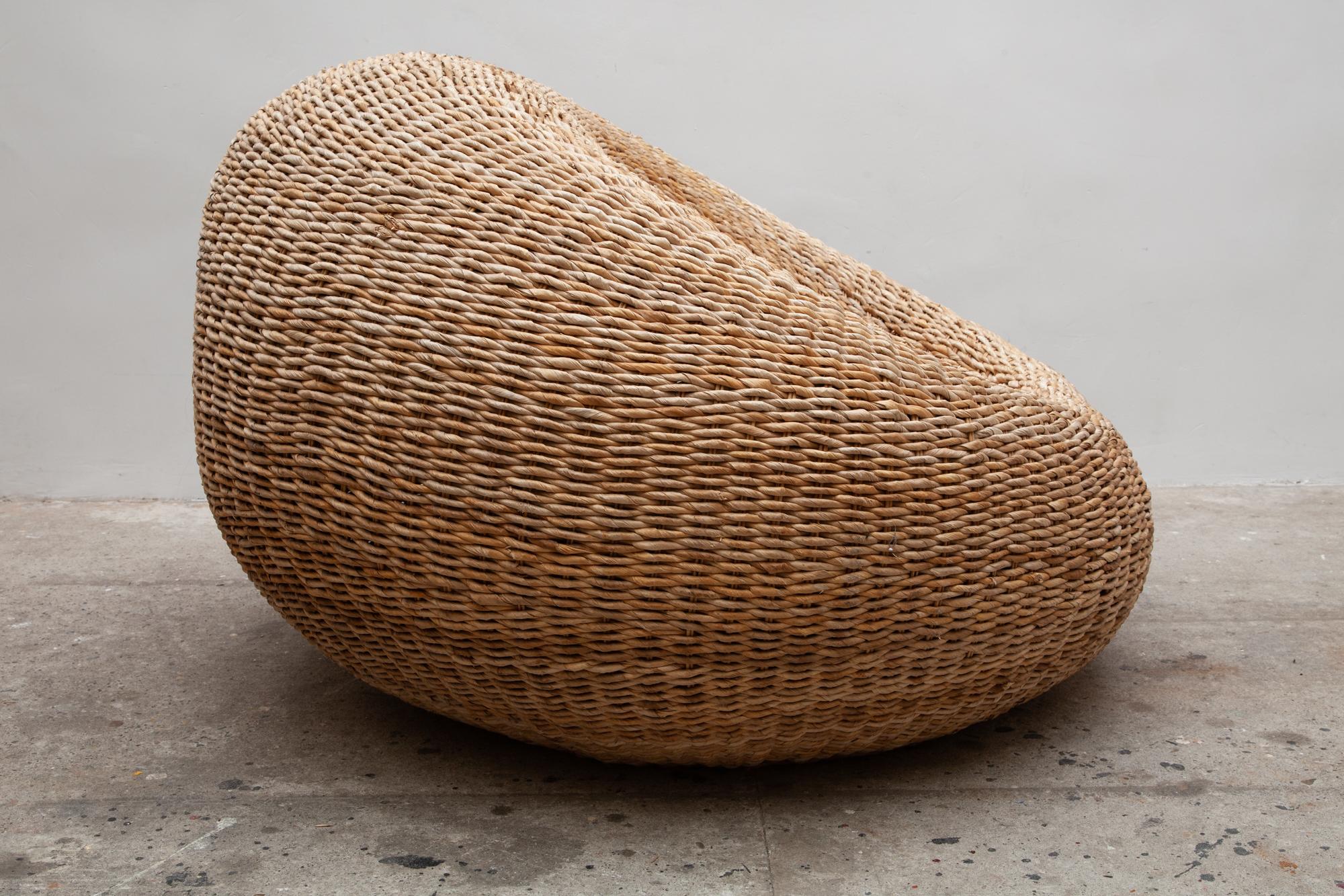 Italian Isamu Kenmochi Style Set of Two Circular Organic Bamboo Cord Lounge Chairs