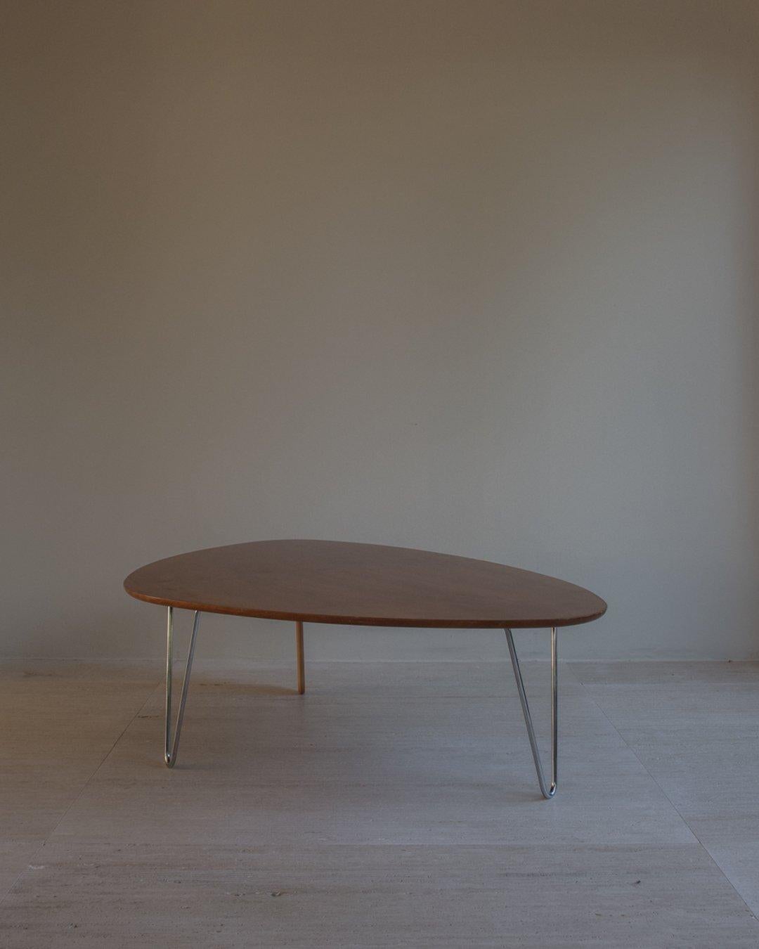 Chrome Isamu Noguchi 1970s Rudder Coffee Table in Birch Model IN-52