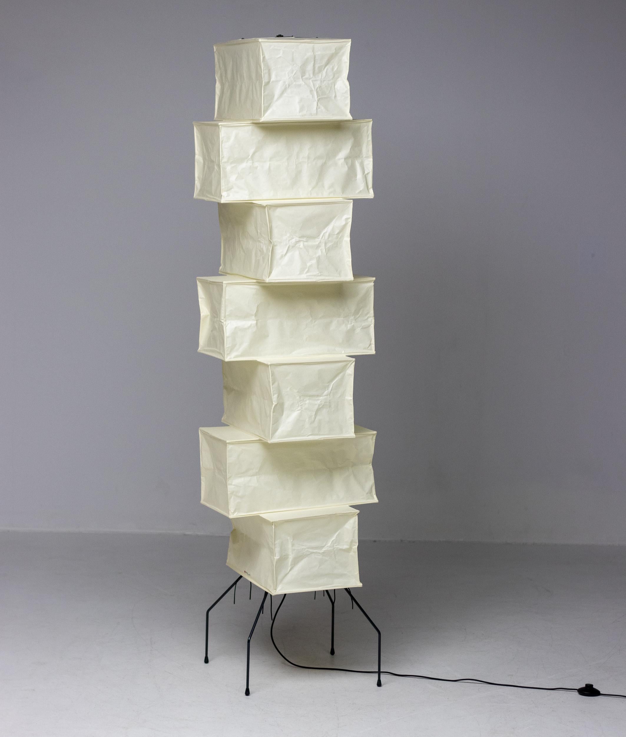 Steel Isamu Noguchi Akari UF4-L10 Light Sculpture Floor Lamp