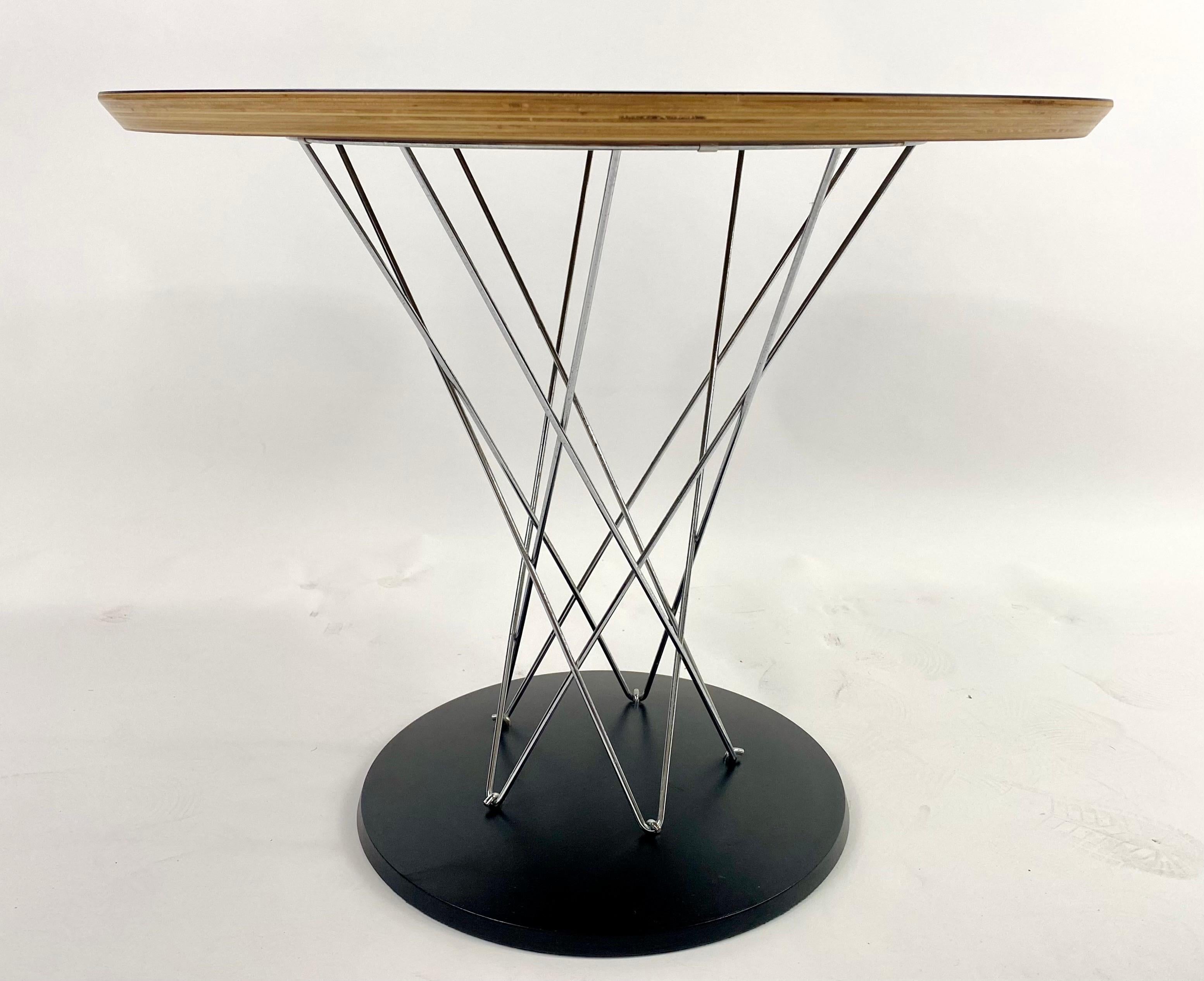 Laminated Isamu Noguchi Cyclone End Table for Knoll, MCM Black Laminate and Chrome, Signed