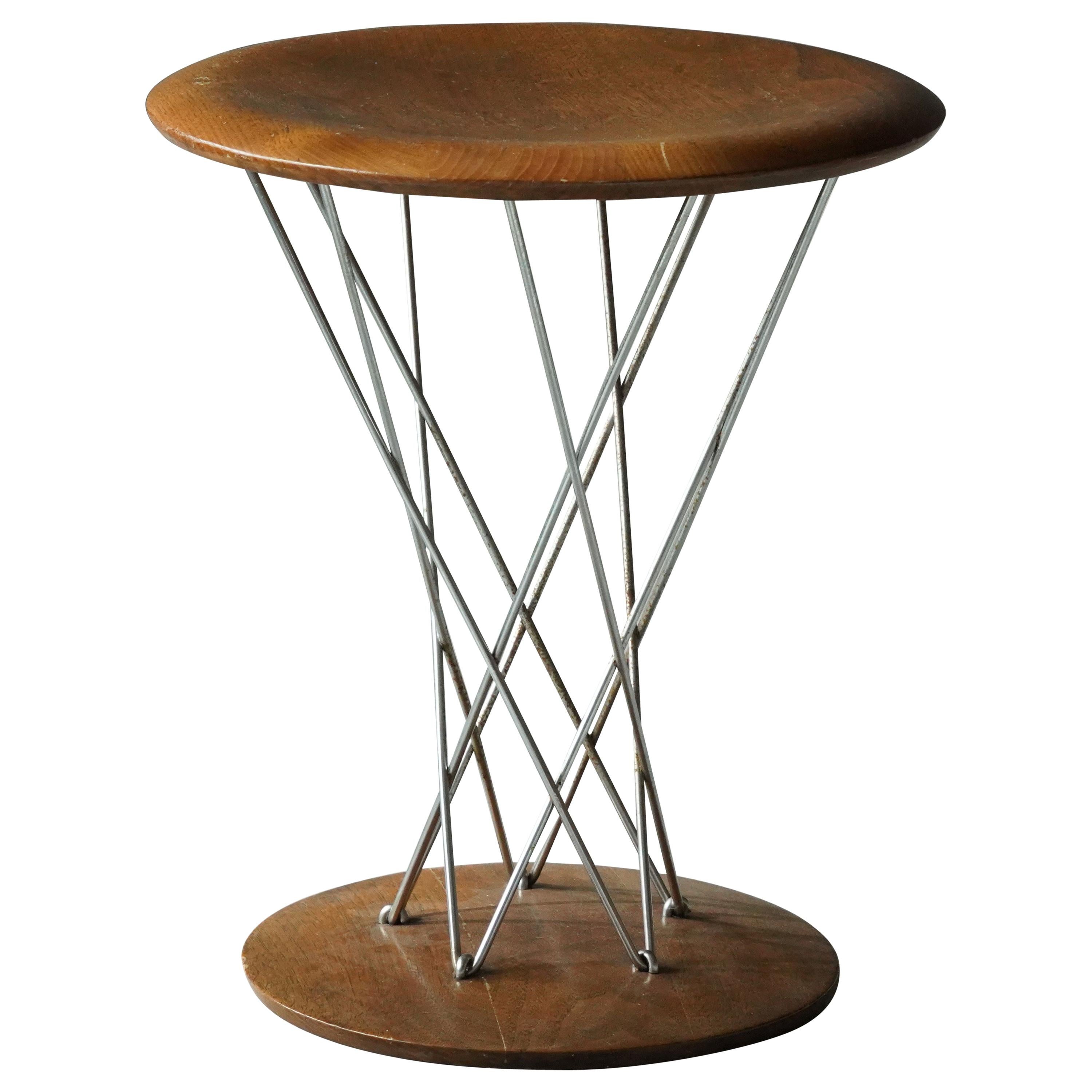 Isamu Noguchi, Early "Cyclone" Stool, Maple, Chrome-Plated Steel, Knoll, 1950s