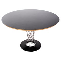 Isamu Noguchi for Alivar Black Wood and Metal Circular Table, Italy, 1980s