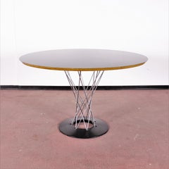 Isamu Noguchi for Alivar Black Wood and Metal Circular Table, Italy, 1980s
