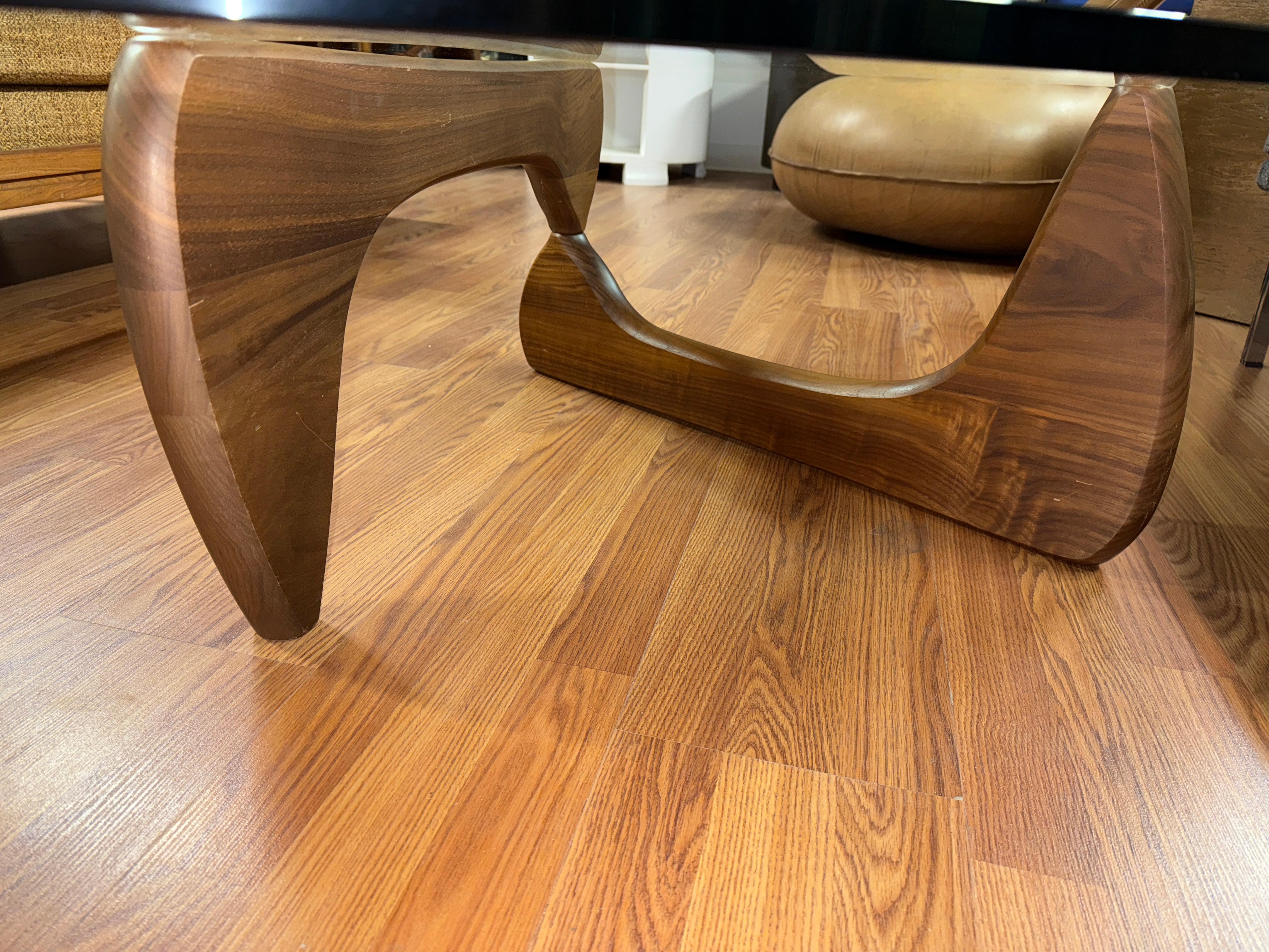 Glass Isamu Noguchi for Herman Miller Coffee Table in Walnut, Signed
