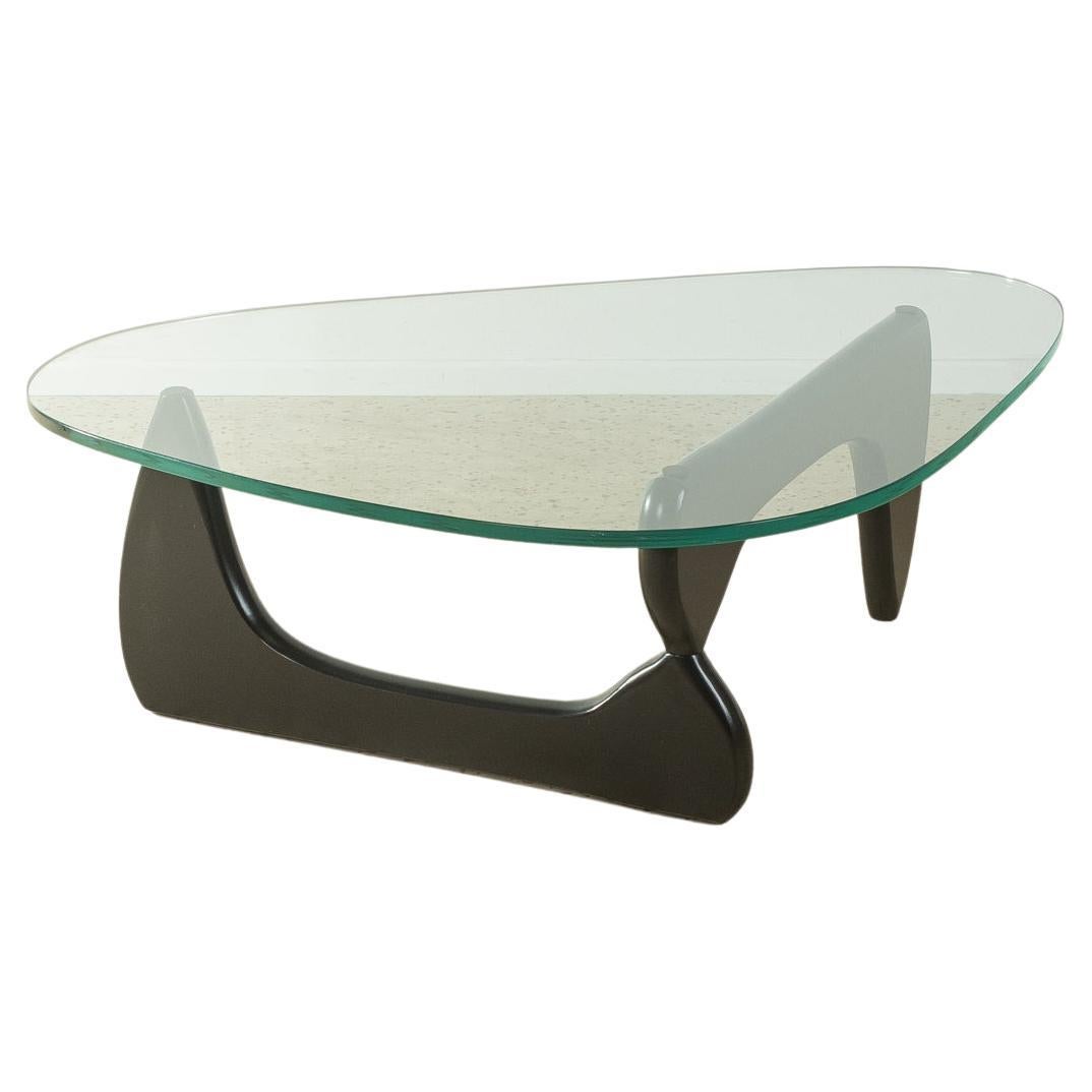 Vintage Noguchi Coffee Table in Black w/ Original Green Glass at 1stDibs