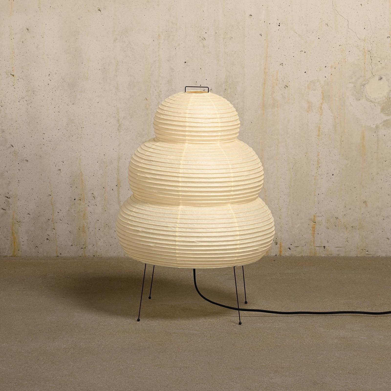 Iconic Akari light sculpture known as Model 24N designed by Isamu Noguchi and handcrafted from traditional washi paper. Each Akari lamp shade is meticulously crafted by hand in the Ozeki workshop, a traditional family-owned company, based in Gifu