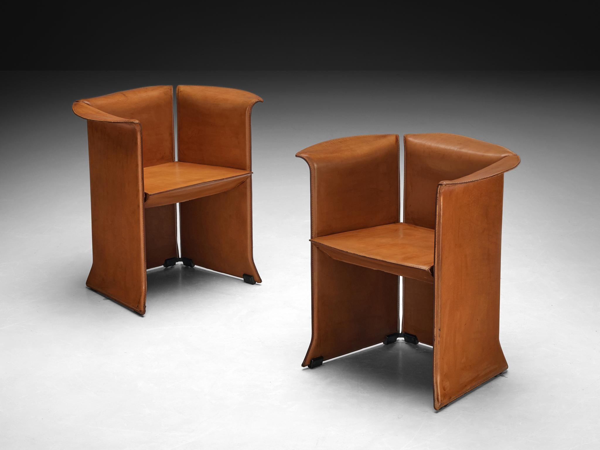 Isao Hosoe for Cassina, 'Artù' dining chairs, saddle leather, Italy, 1991

Made in 1991, the Artù chair by Japanese engineer and designer Isao Hosoe for Cassina is inspired by the legendary King Arthur's round table. Artù is conceived as the perfect