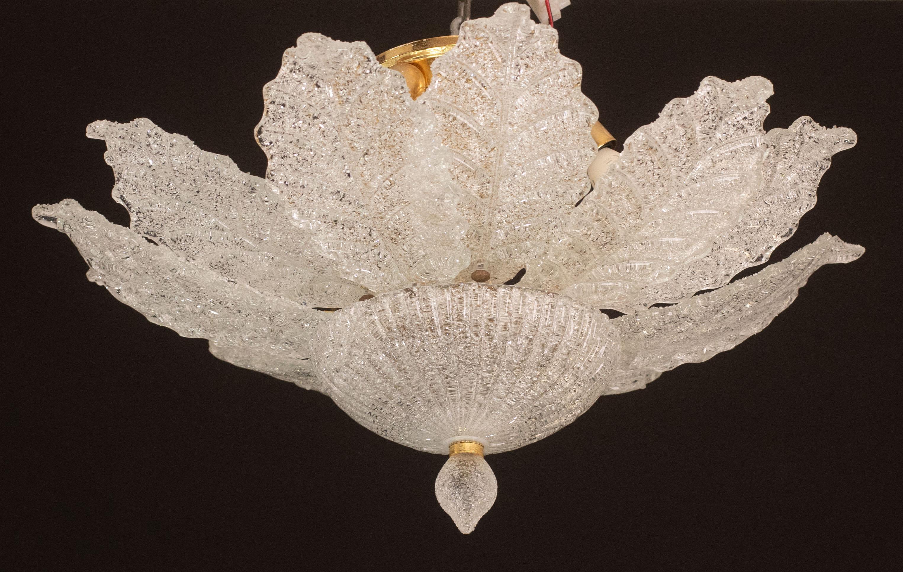 European Ischia, Murano Clear trasparent Vintage Glass Ceiling Light, 1970s For Sale