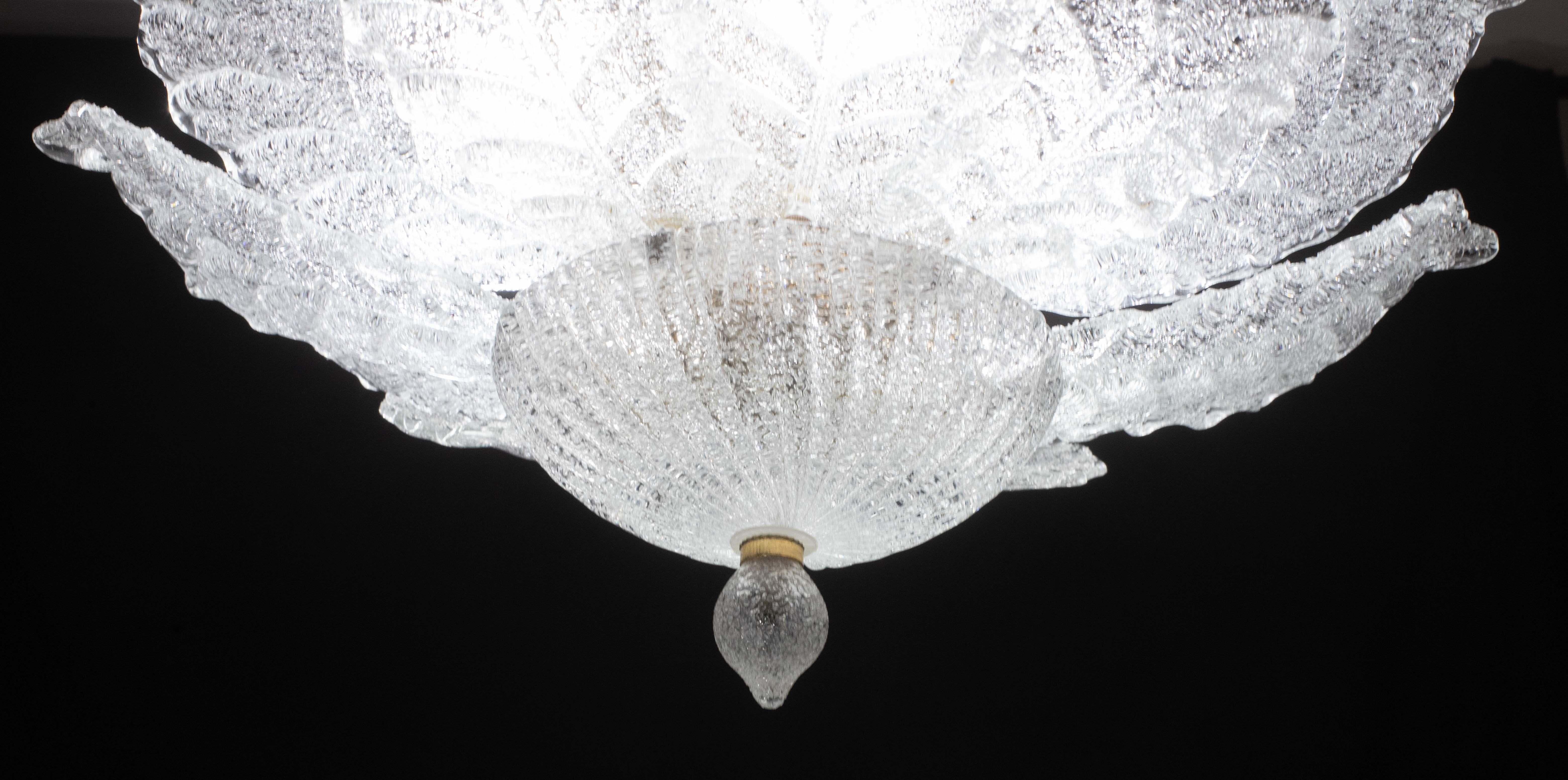 Ischia, Murano Clear trasparent Vintage Glass Ceiling Light, 1970s In Good Condition For Sale In Roma, IT