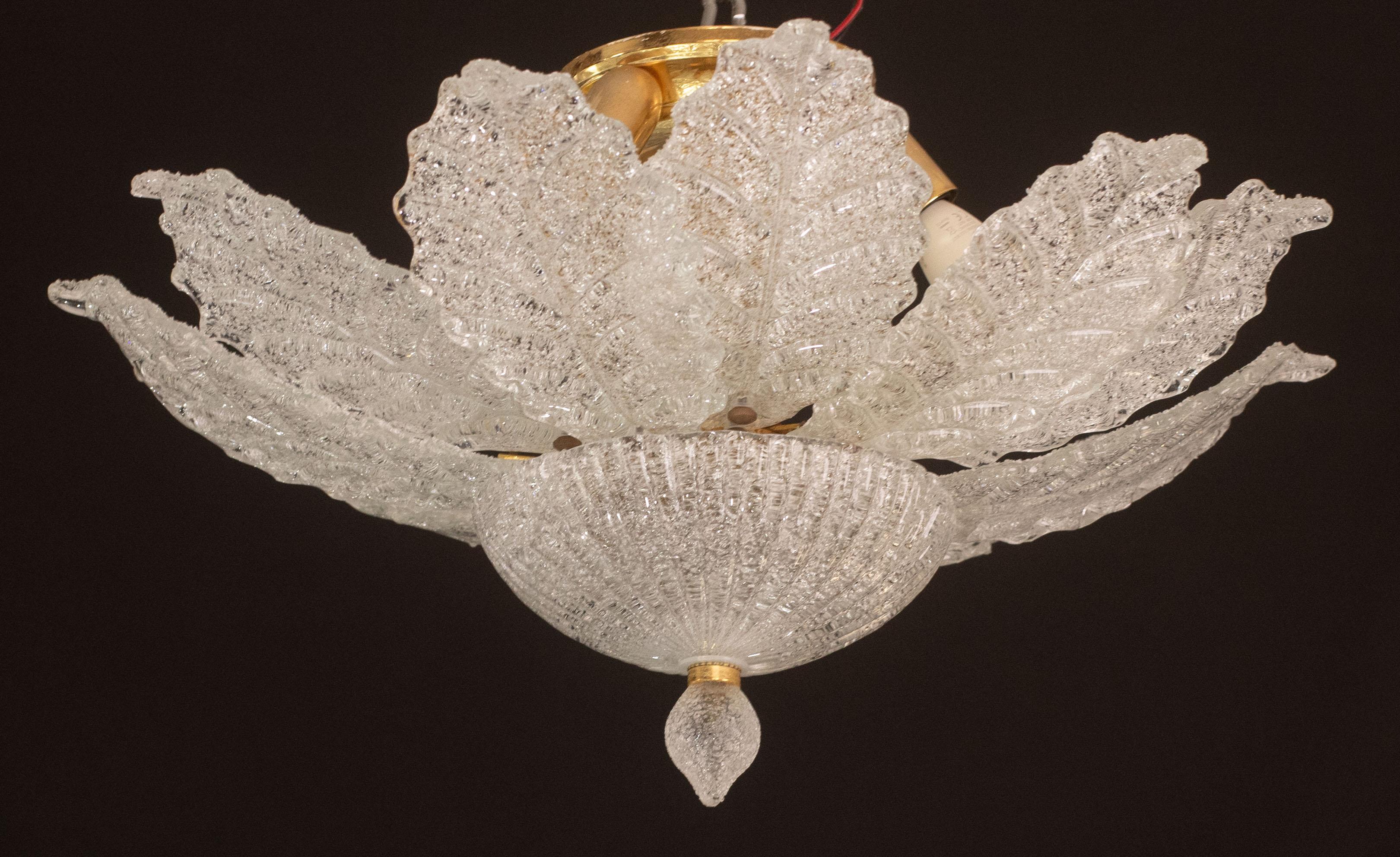 Late 20th Century Ischia, Murano Clear trasparent Vintage Glass Ceiling Light, 1970s For Sale