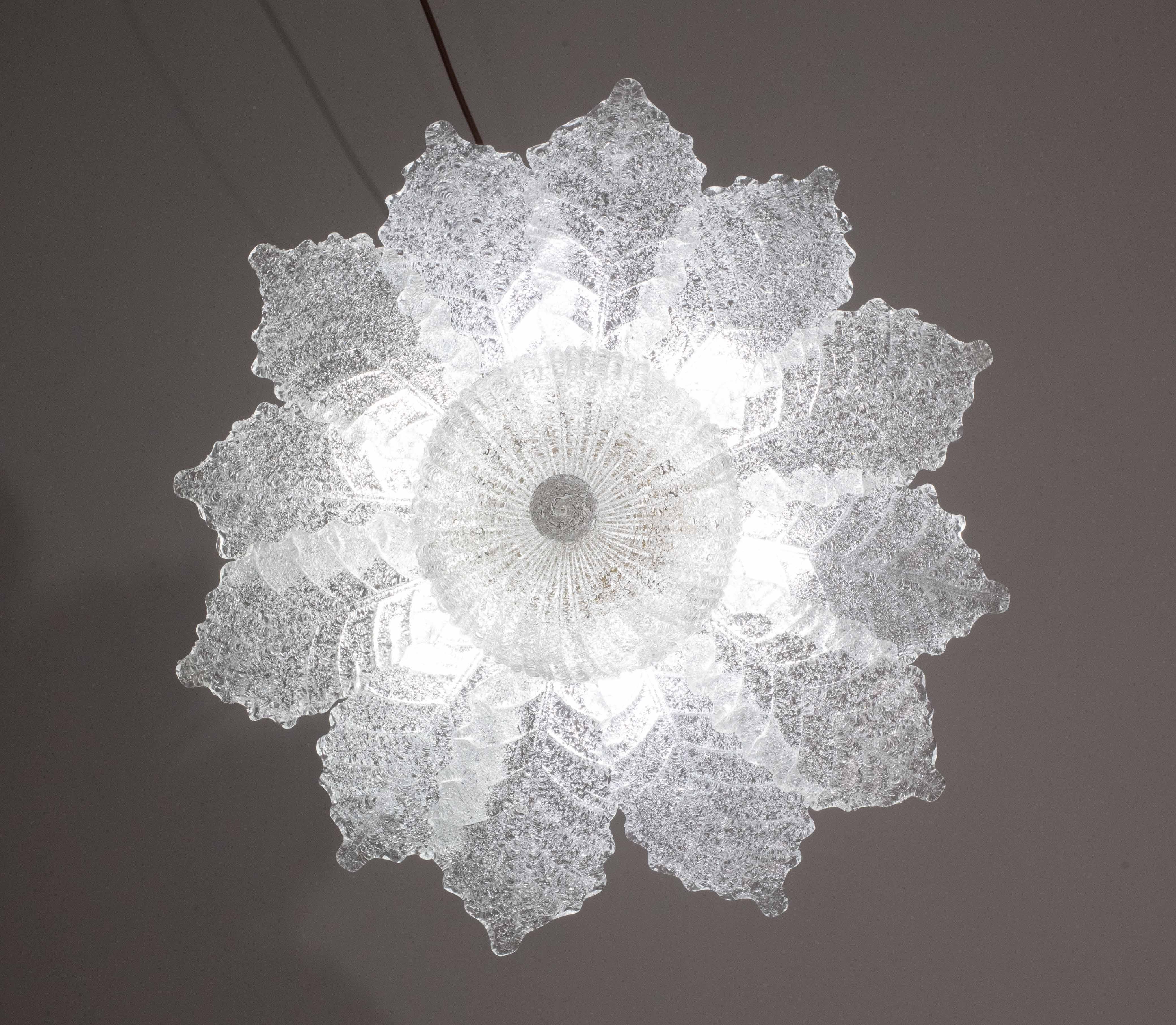 Ischia, Murano Clear trasparent Vintage Glass Ceiling Light, 1970s For Sale 1