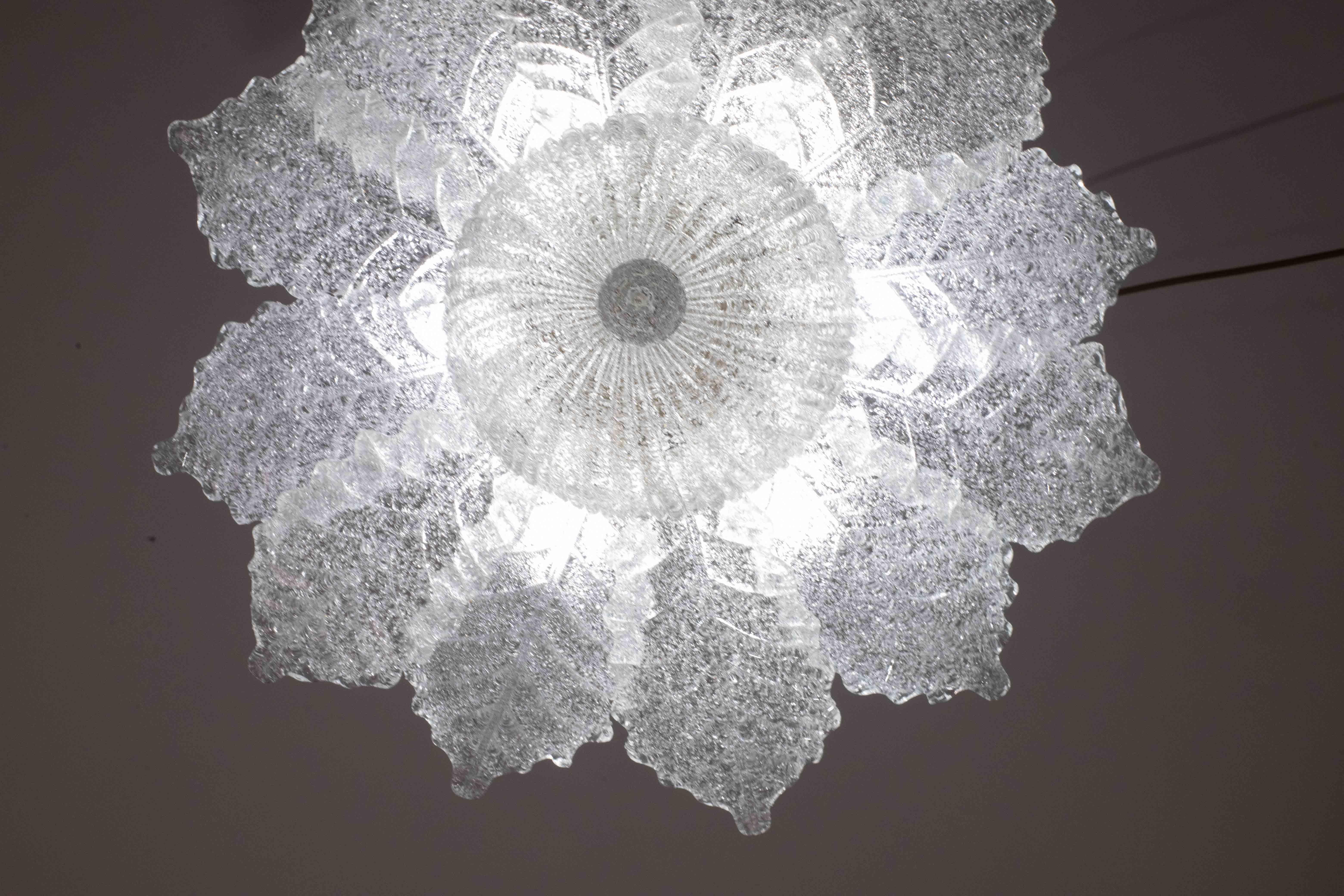 Ischia, Murano Clear trasparent Vintage Glass Ceiling Light, 1970s For Sale 3